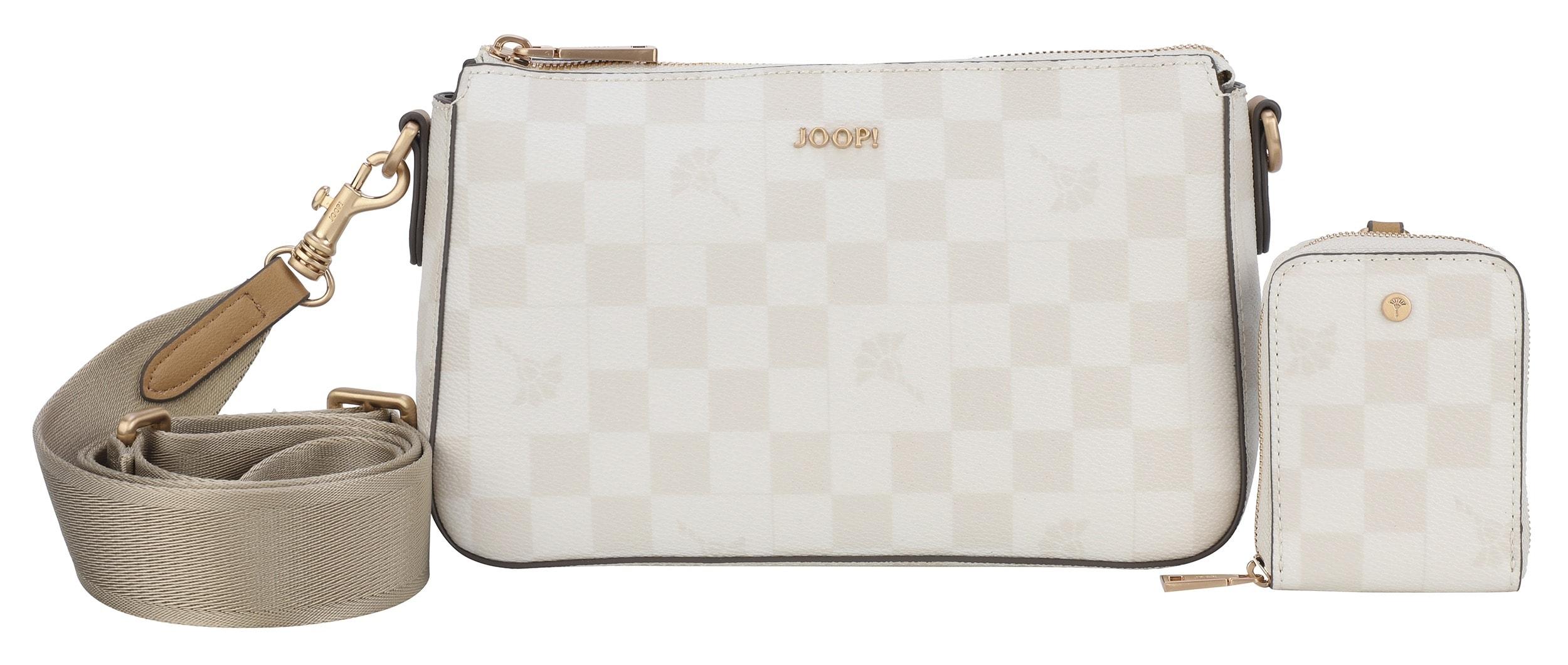 UmhäNgetasche Joop "Cortina Piazza Jasmina Shoulderbag Shz", Damen, Gr. B/H/T: 22Cm X 15Cm X 6Cm, Beige (Birch, Natur), Lederimitat, Taschen UmhäNgetasche, Mit Abnehmbarer ReißVerschluss-MüNztasche