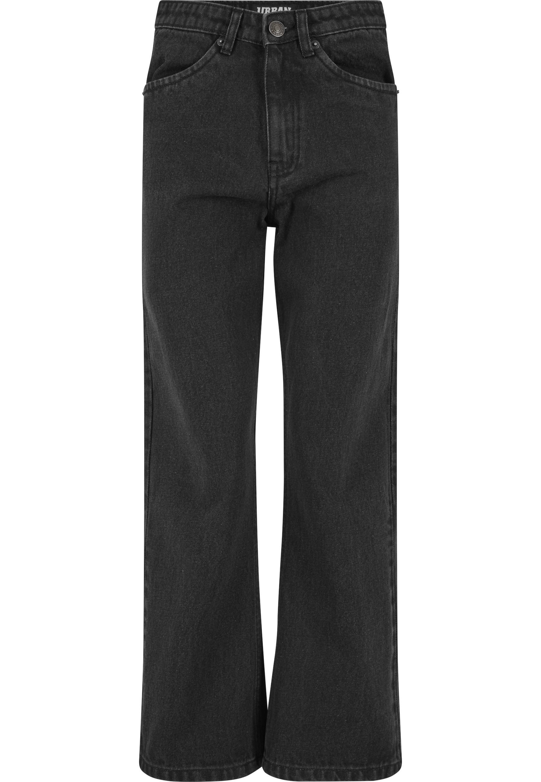 Bequeme Jeans Urban Classics "Urban Classics Damen Ladies Cropped Straight Leg Denim Pants", Damen, Gr. 26, NormalgrößEn, Schwarzwashed, 100% Baumwolle, Unifarben, Jeans