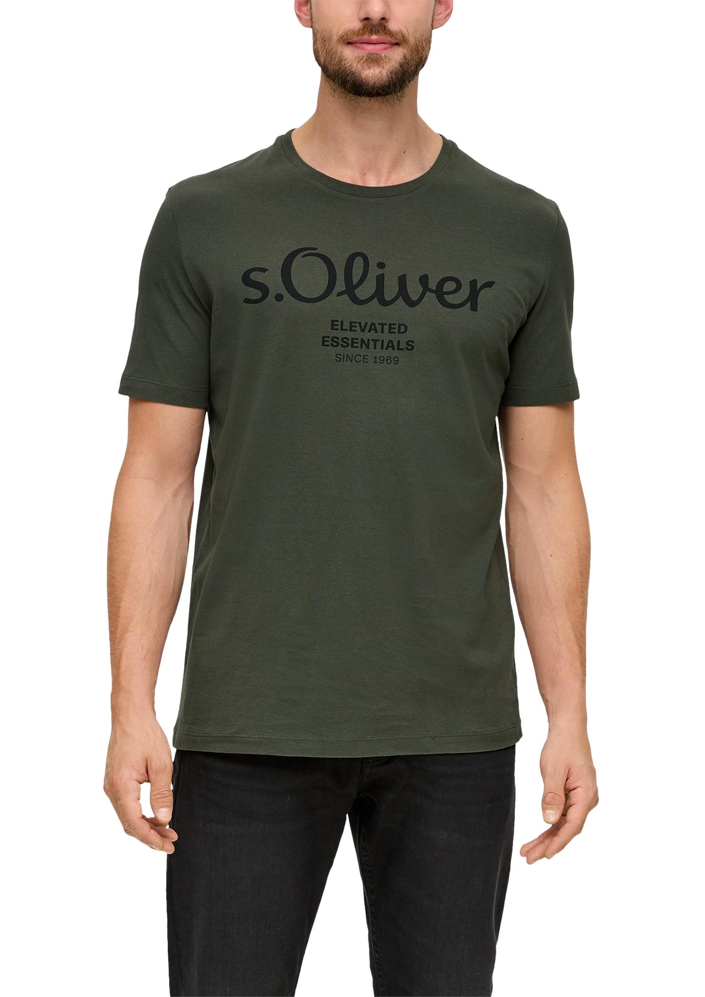 T-Shirt S.Oliver, Herren, Gr. Xxl, GrüN (Olive), Single Jersey, Obermaterial: 100% Baumwolle, Bedruckt, Regular Fit HüFtlang, Rundhals, Abgesteppte Kante, Shirts T-Shirt, Mit Logo-Print