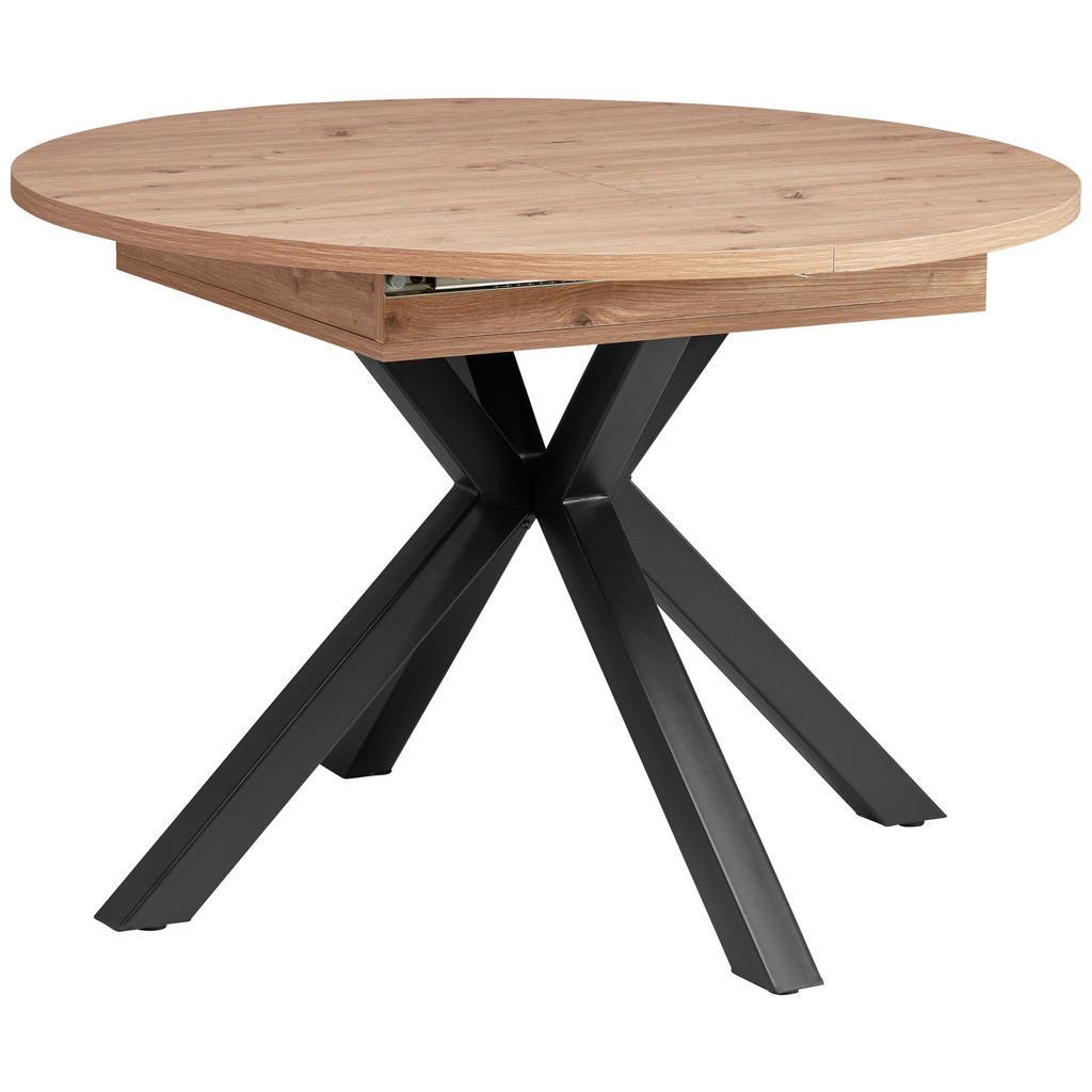 Mid.you Esstisch , Schwarz, Eiche Artisan , Metall, Holzwerkstoff , rund , eckig , 110x76x110 cm , ausziehbar , Esszimmer, Esstische, Esstische ausziehbar