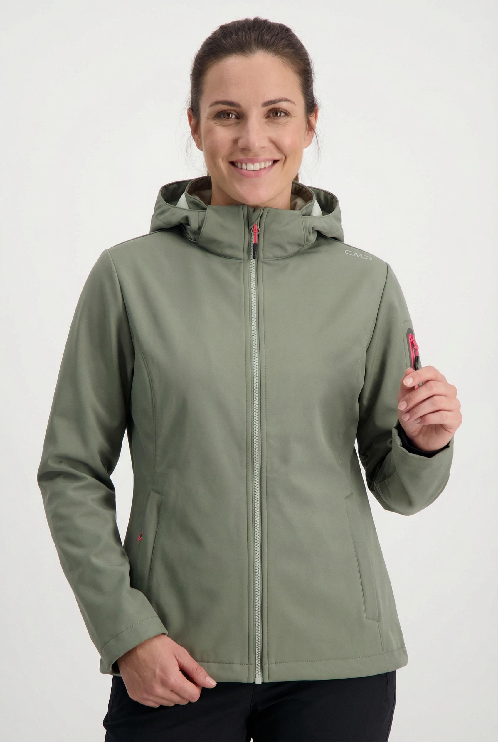 Softshelljacke CMP, Damen, Gr. 42, avocado, Softshell, Obermaterial: 100% Polyester. Futter: 100% Polyester, hoch geschlossener Ausschnitt, eingefasste Kante, Jacken Softshelljacke, Atmungsaktiv & Windabweisend & Wasserabweisend & Leichtes Material