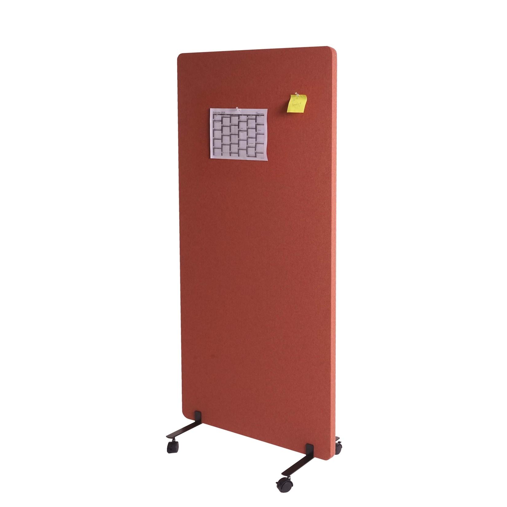Akustik-Trennwand MCW-G77, BüRo-Sichtschutz Raumteiler Pinnwand, Doppelwandig Rollbar Stoff/Textil ~ 167X80Cm Braun