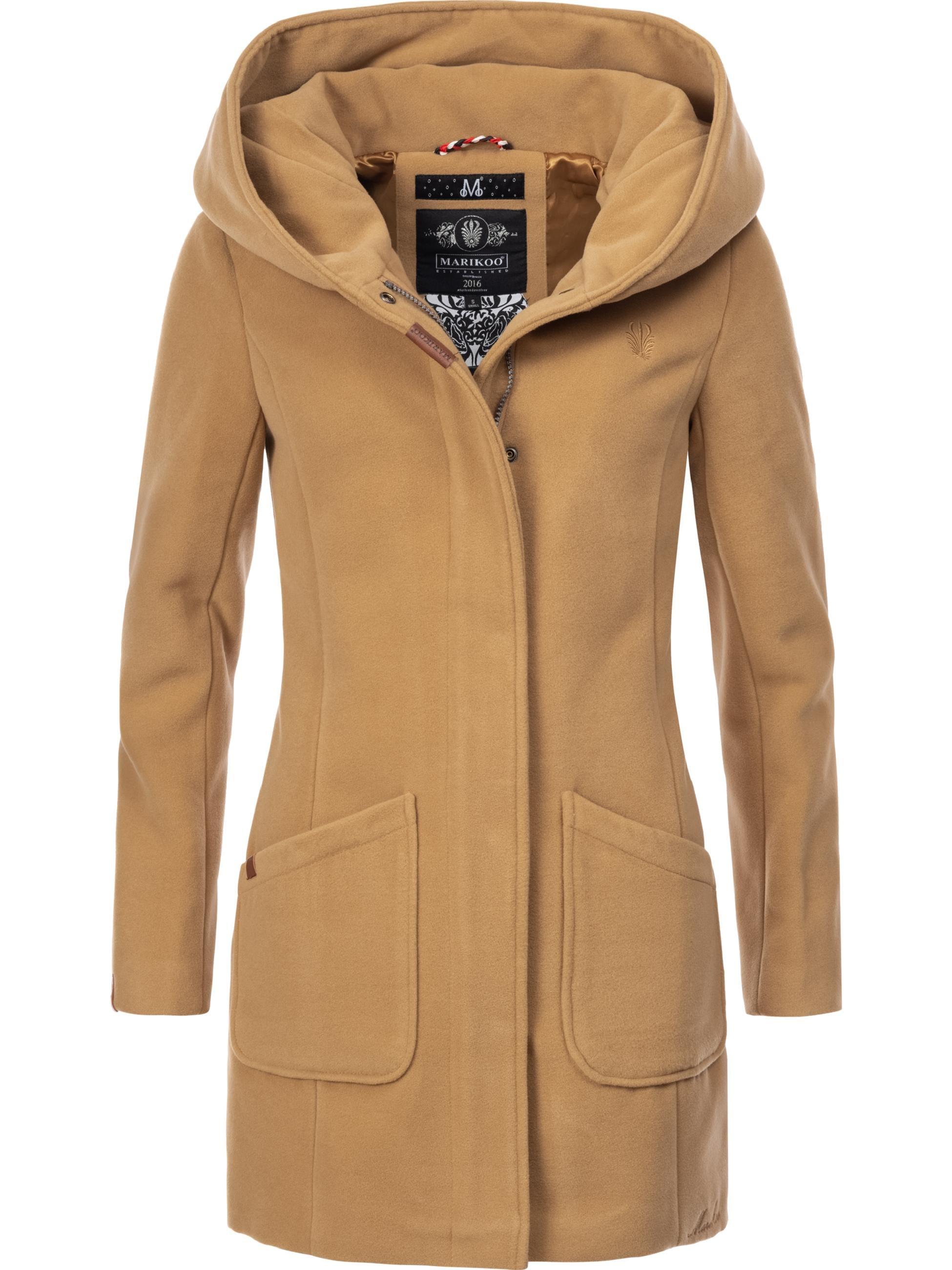 Wintermantel MARIKOO "Wintermantel Maikoo", Damen, Gr. 3XL, braun, Obermaterial: 90% Polyacryl PAN. 8% Viskose CV. 2% Elasthan EL. Obermaterial: Futter: 100% Polyester PES. 100% Polyester PES., Mäntel Wintermantel