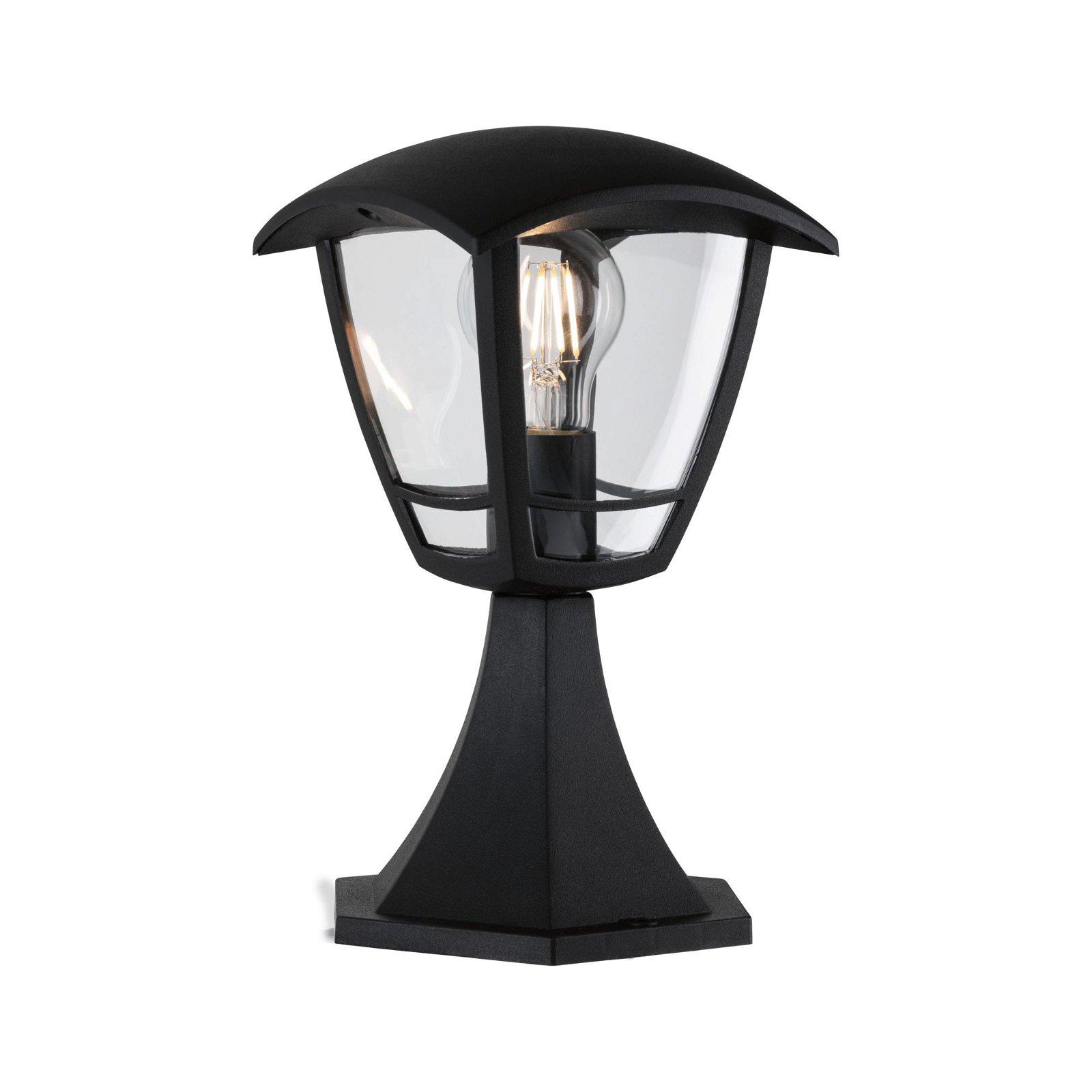 Pollerleuchte PAULMANN "Classic Curved 280mmmax. 12W 230V Klar, Schwarz E27 Kunststoff", schwarz (transparent, schwarz), B:16,4cm H:28cm T:16,8cm, Leuchten, Pollerleuchte, IP44