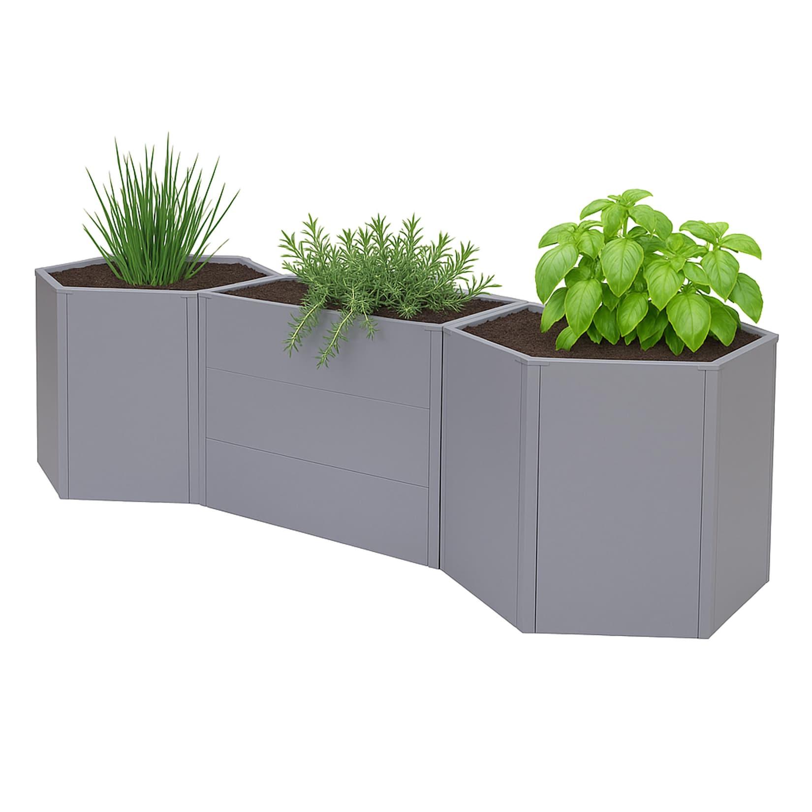 3Er-Set Hochbeet MCW-P64, Metallhochbeet GemüSe-/Pflanzbeet Blumenkasten PflanzküBel Stahl 77X286X88Cm ~ Grau