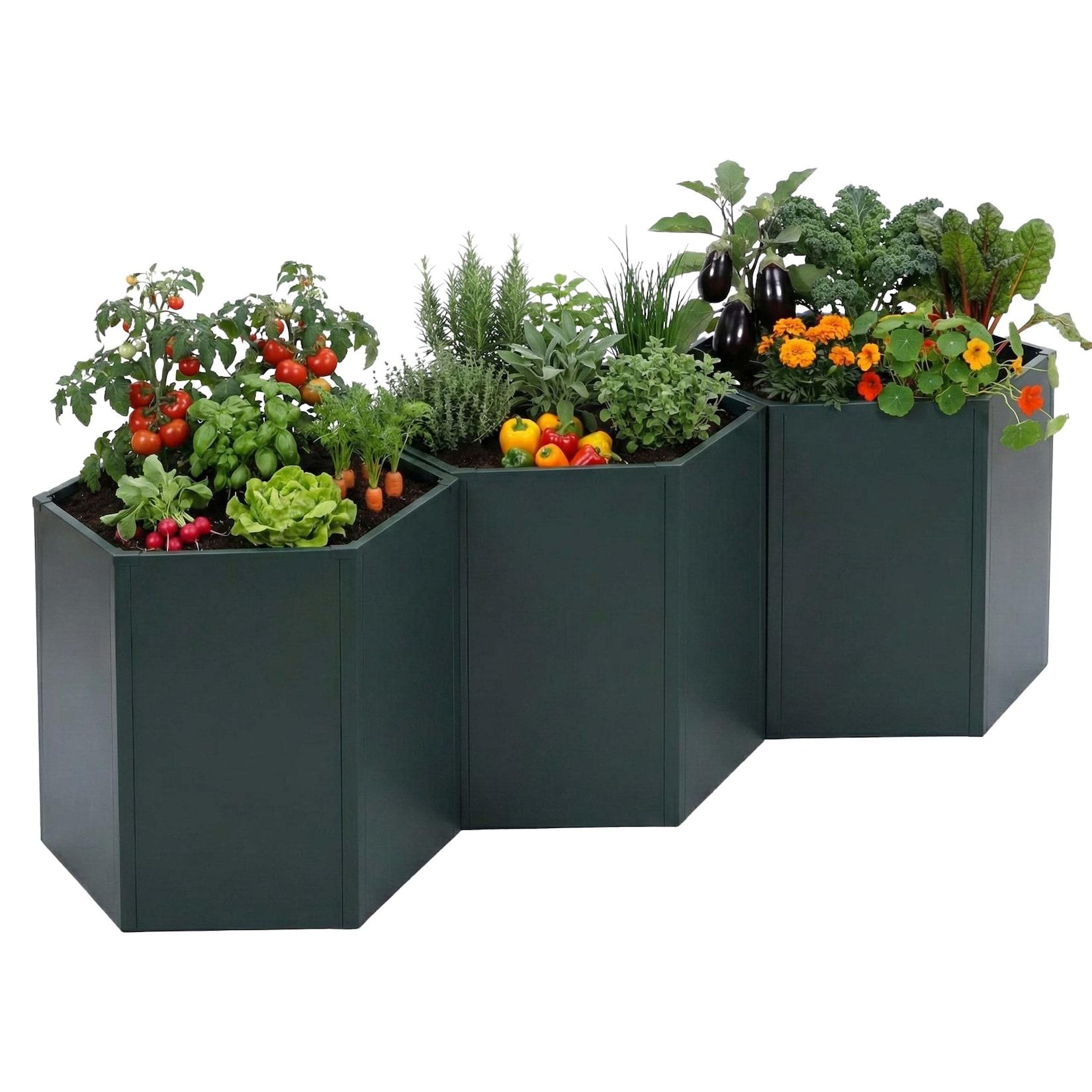 3Er-Set Hochbeet MCW-P64, Metallhochbeet GemüSe-/Pflanzbeet Blumenkasten PflanzküBel Stahl 77X264X100Cm ~ GrüN