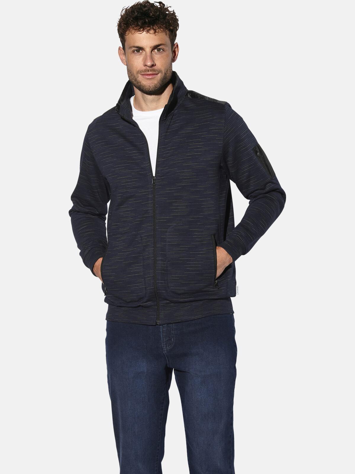 Sweatjacke BABISTA "Sweatjacke ALVIRO", Herren, Gr. M, blau (dunkelblau melange), Obermaterial: 90% Baumwolle CO. 10% Polyester COOLMAX PES(Coolmax)., Sweatjacken Sweatjacke