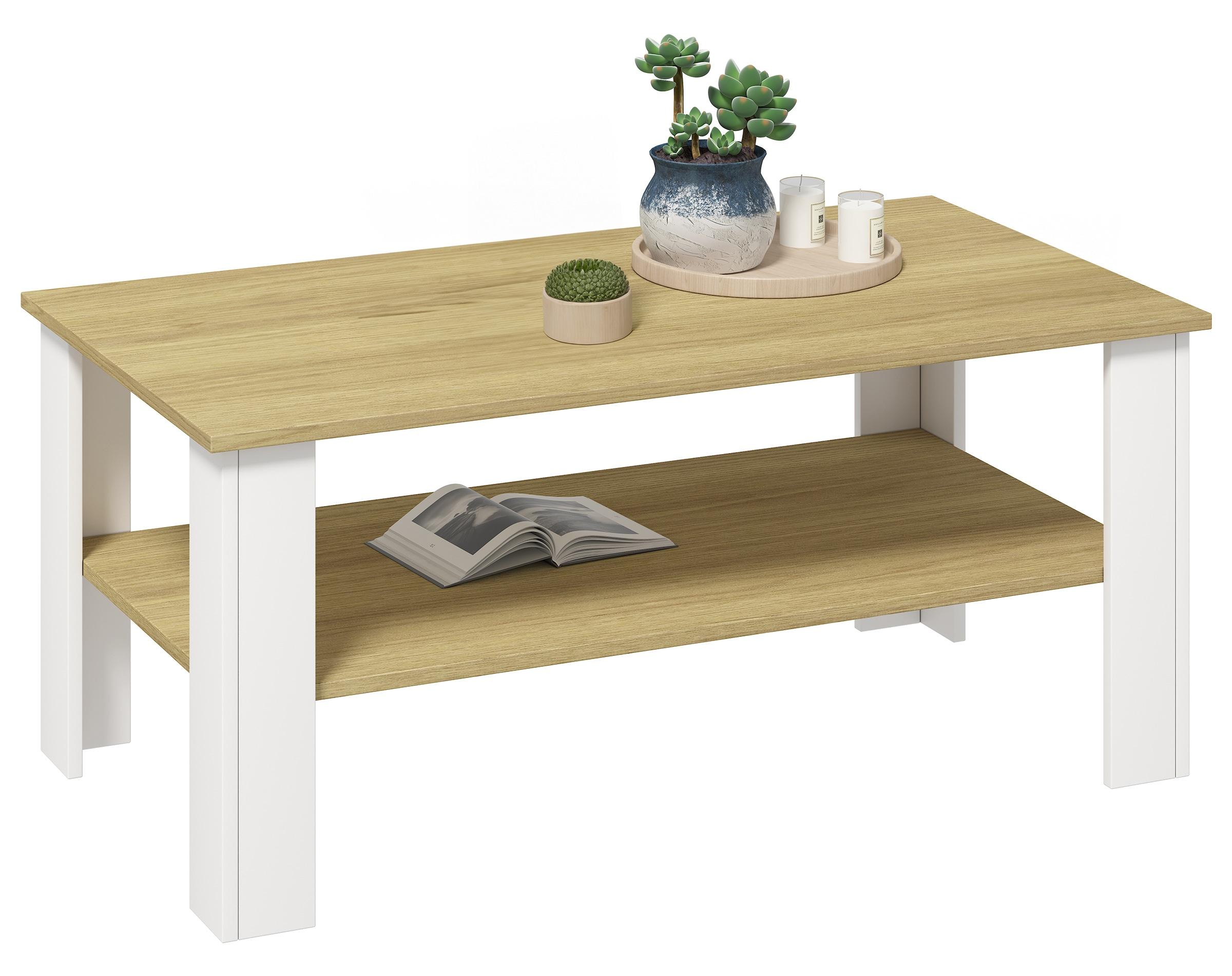 Couchtisch VCM "Sofatisch Couchtisch Beistelltisch Disalo 100x55", braun (weiß, honig, eiche), B:100cm T:55cm, Tische, Couchtisch