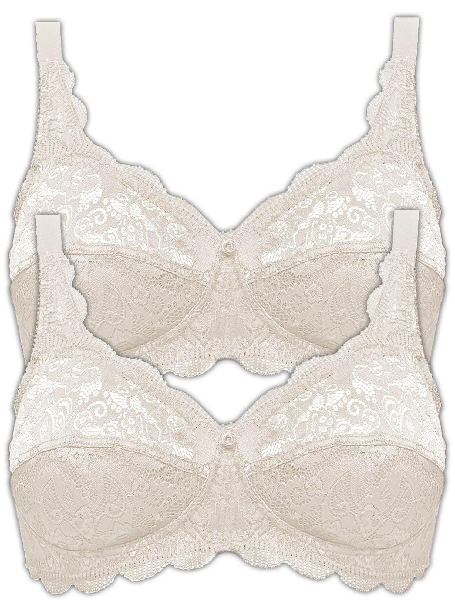 Bügelloser BH SUSA "2er Pack BH ohne Bügel Latina", Damen, Gr. 95, Cup D, beige (champagner champagner), Spitze, Obermaterial: 77% Polyamid PA. 15% Baumwolle CO. 8% Elasthan EL., BHs Bügelloser BH