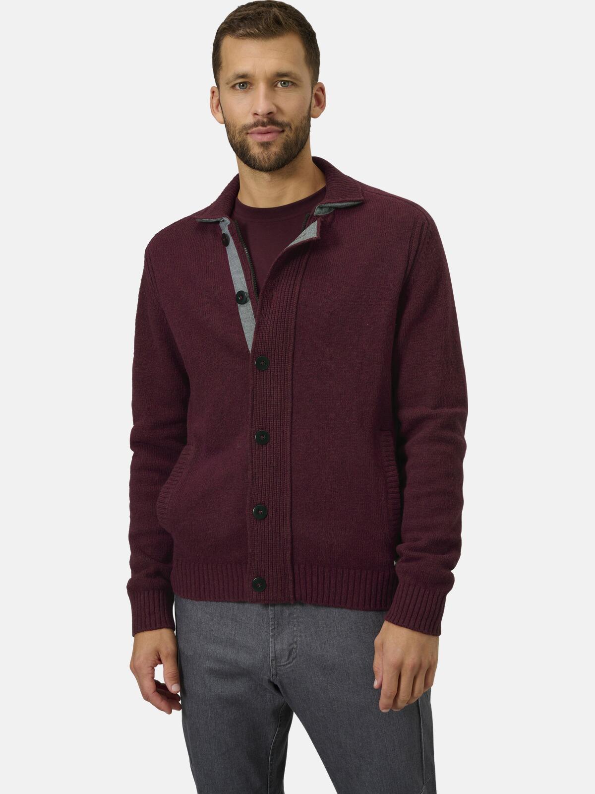 Strickjacke BABISTA "Strickjacke ROBLOTE", Herren, Gr. M, lila (dunkelrot), Obermaterial: 50% Wolle mw. 50% Polyamid ECONYL PA ECONYL., Strickjacken Strickjacke