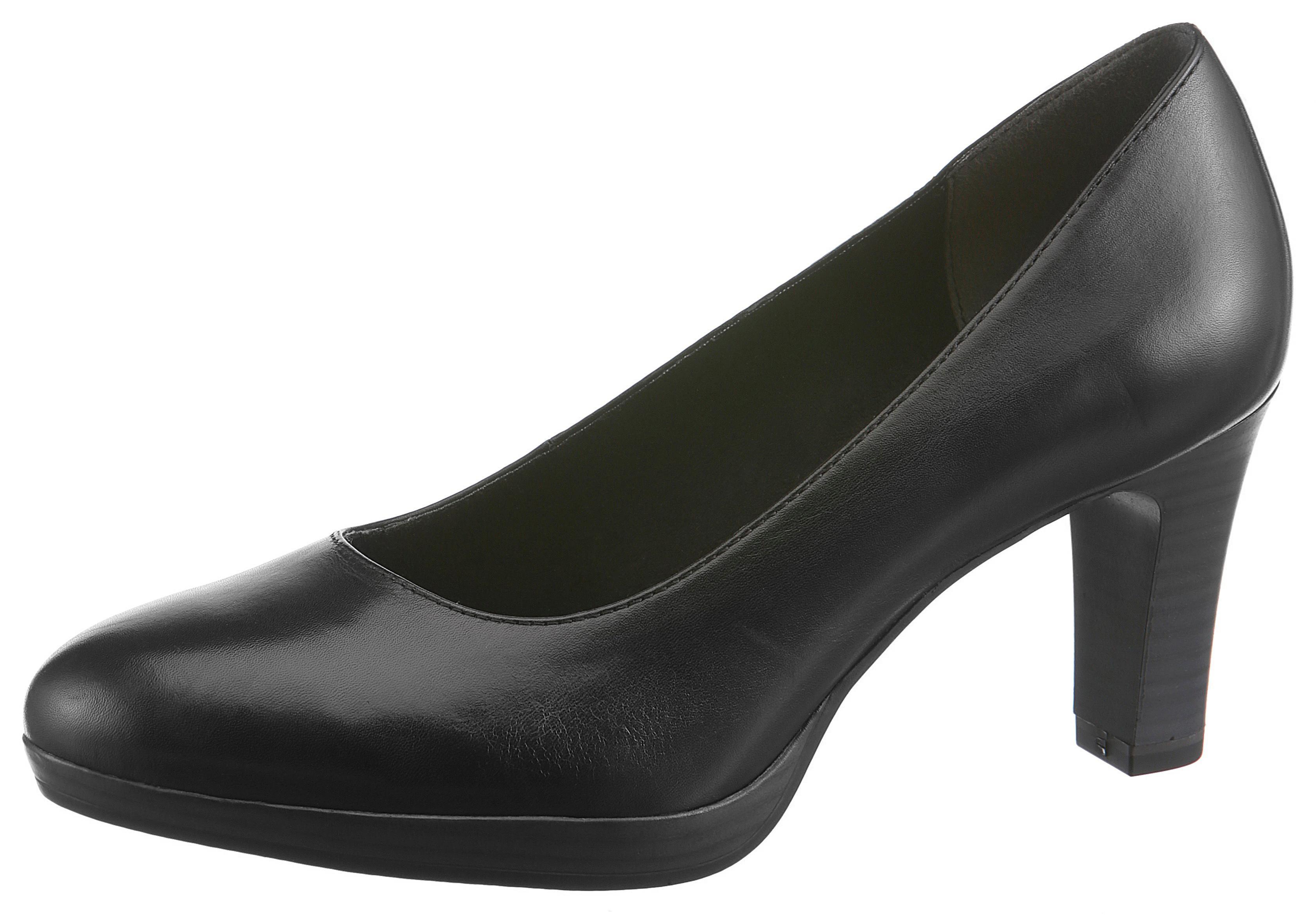 Pumps Tamaris "Zealot", Damen, Gr. 39, Schwarz, Leder, Clean, Gepflegt, Festlich, Schuhe Pumps, Eleganter Pumps Mit Trichterabsatz, Festtagsschuh In Klassischer Linie, Topseller