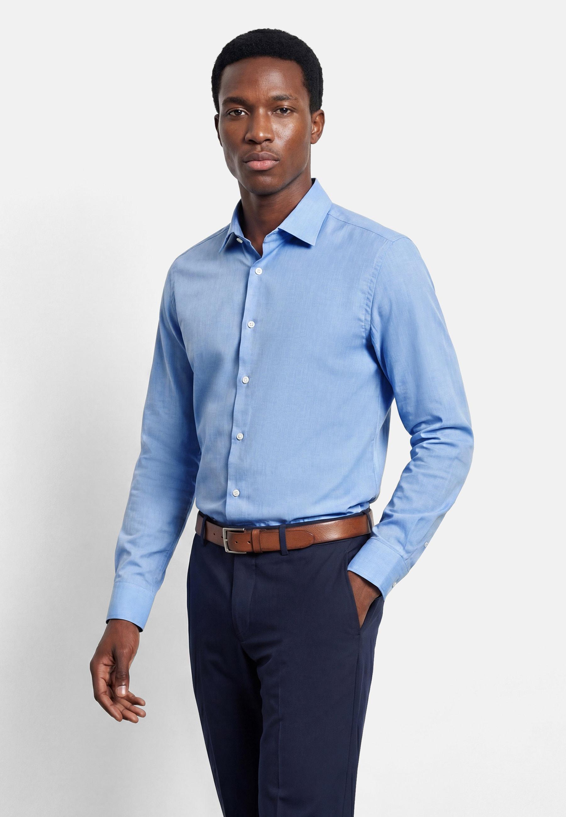 Businesshemd Olymp "Olymp Level Five, Body Fit, New York Kent", Herren, Gr. 45, Normaler Arm, Blau (Royal), 97% Baumwolle, 3% Elastolefin, Hemden