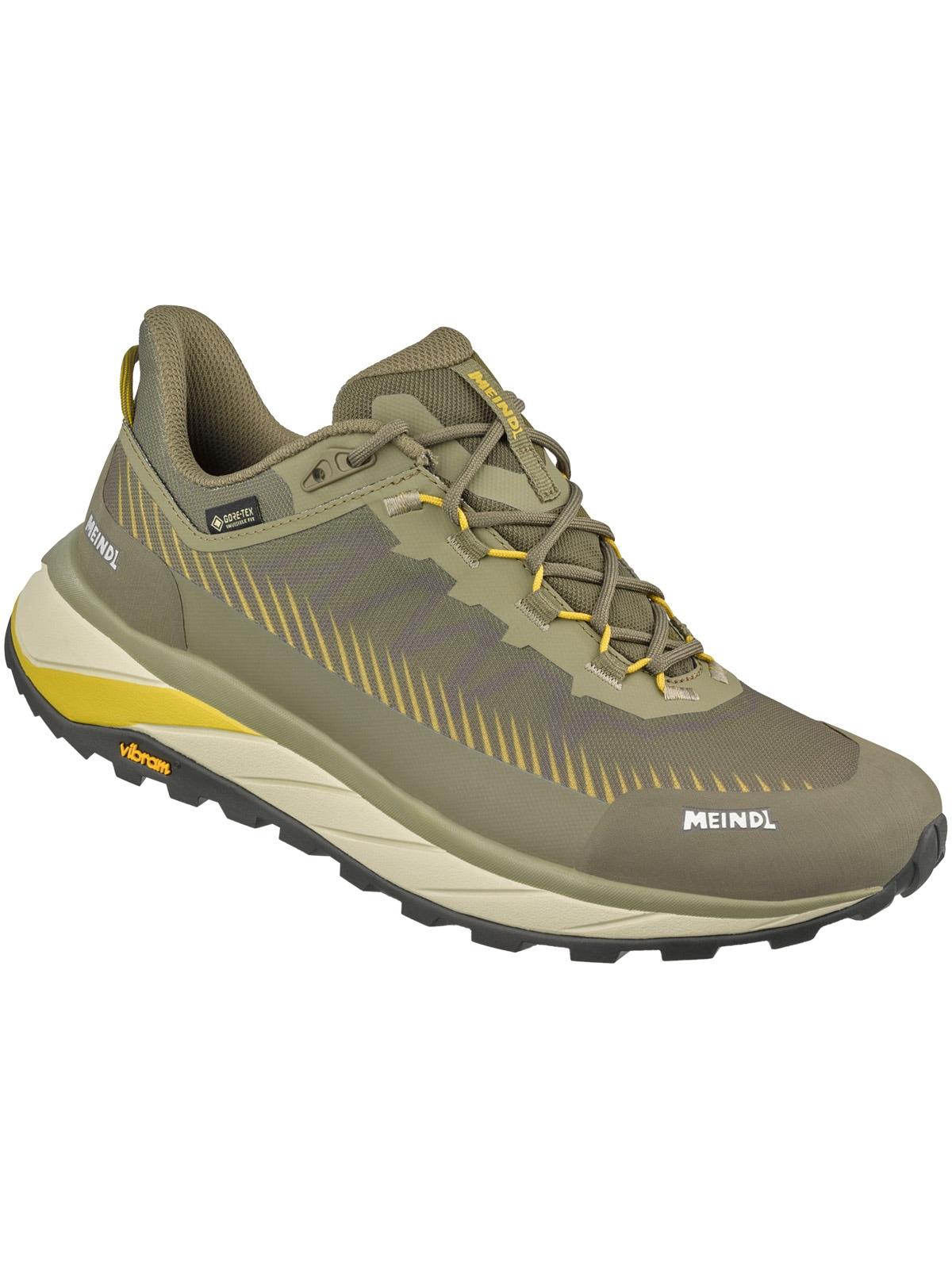Wanderschuh MEINDL "Eldora GTX", Herren, Gr. 43, Normalschaft, oliv, mais, Mesh, unifarben, Schuhe Wanderschuh, Leicht, robust & komfortabel – mit starker Dämpfung & Grip