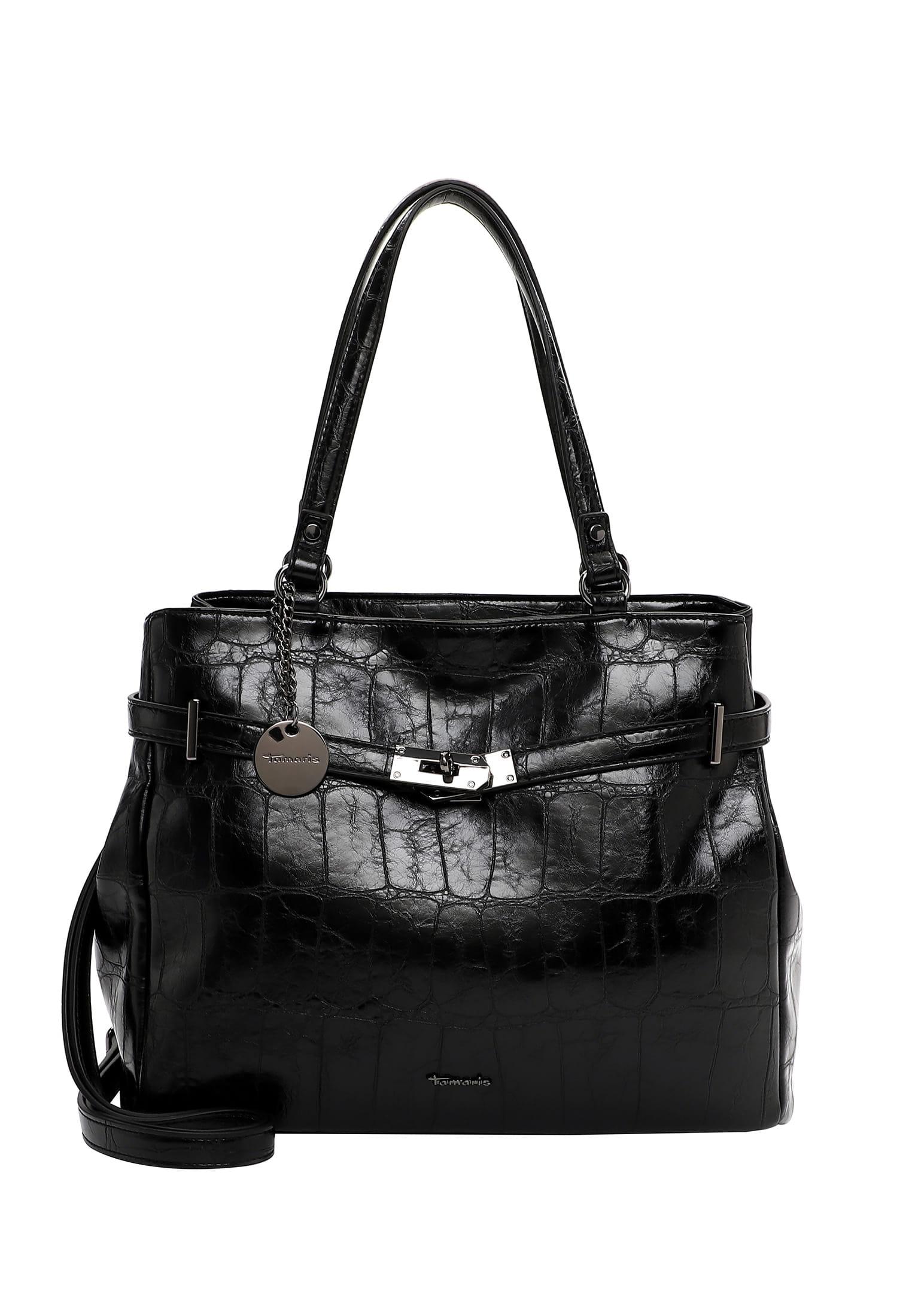 Shopper TAMARIS "Shopper TAS Gulia", Damen, Gr. B/H/T: 45cm x 29cm x 18cm 0, schwarz (schwarz 100), Polyurethan, Taschen Shopper