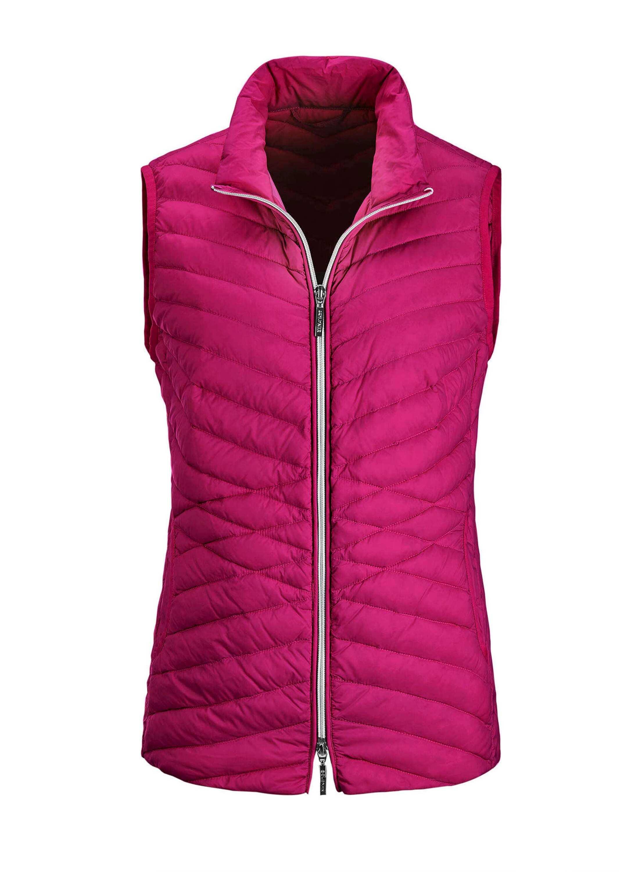 Kurzweste GOLDNER "Taillierte Daunenweste, leicht gefüttert", Damen, Gr. 46, pink, Obermaterial: 100% Polyamid PA., Modisch, Westen Kurzweste, Mit taillenformenden Steppmuster