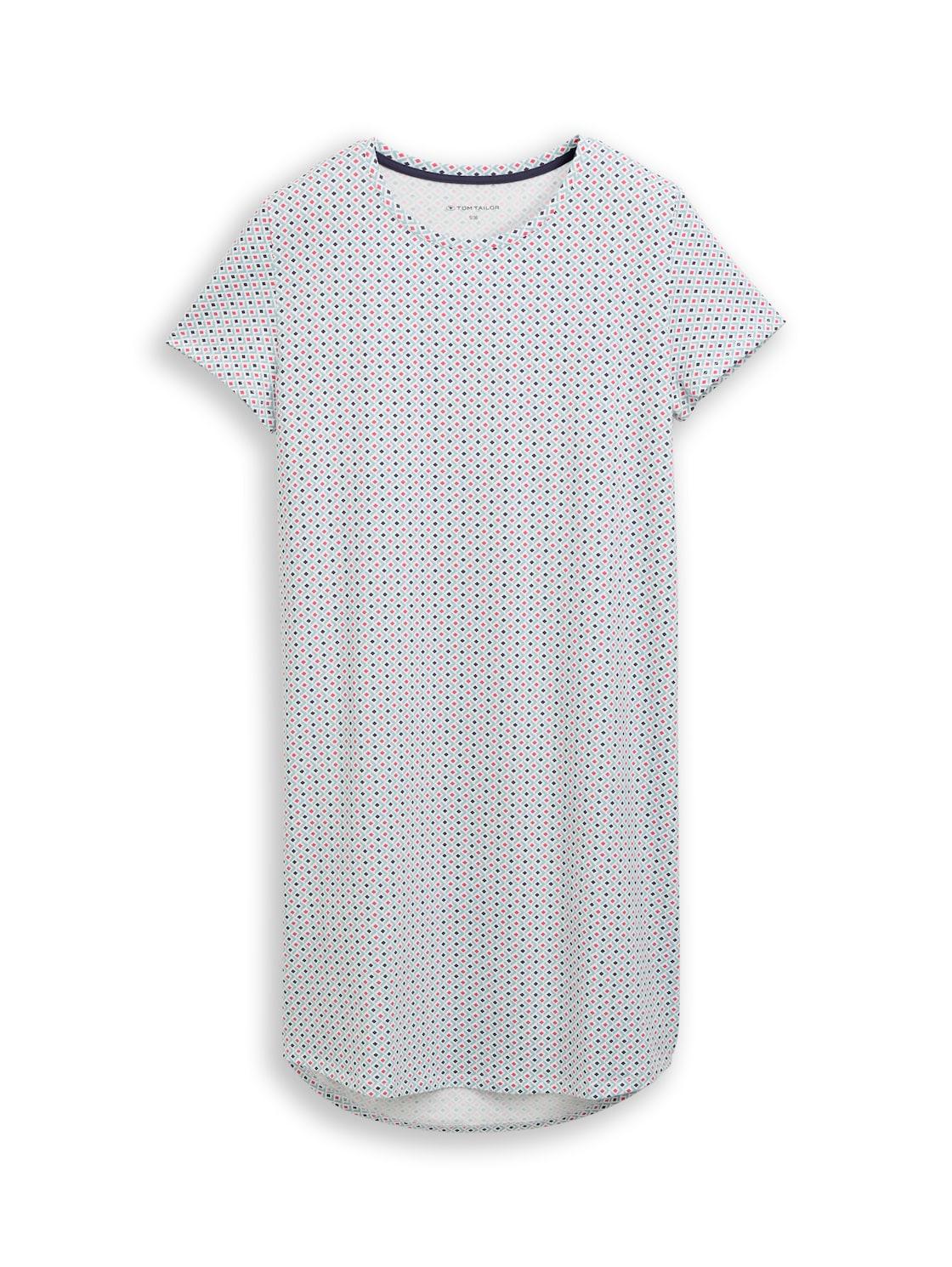 Tom Tailor Damen Nachthemd Mit Muster, Weiß, Gemustert, Gr. 36