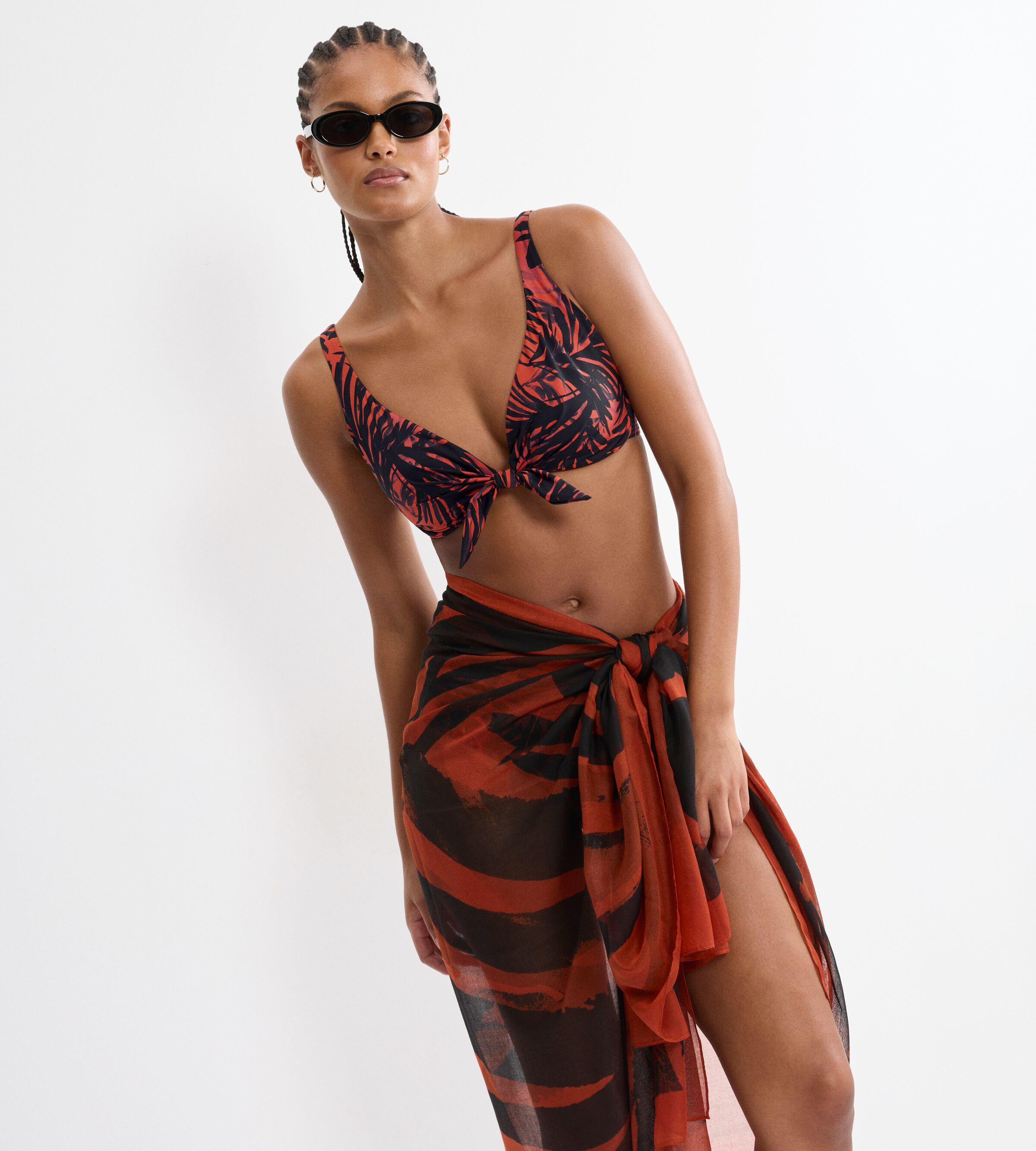 BüGel-Bikini-Top Triumph "Summer Palm W", Damen, Gr. 44, Cup B, Braun, Schwarz Combination, Microfaser, Obermaterial: 55% Polyamid, 45% Elasthan, Bikini-Oberteile, Weich Und Formend