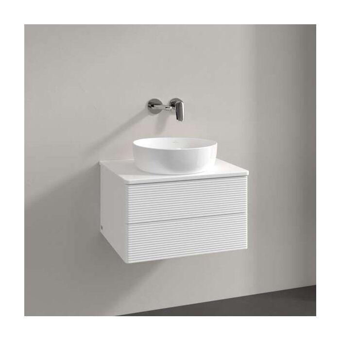 Villeroy Und Boch Antao Waschtisch-Unterschrank L18150MT Mit Beleuchtung, 2 AuszüGe, 600 X 360 X 500 Mm, Front Mit Struktur, White Matt Lacquer / White Matt Lacquer