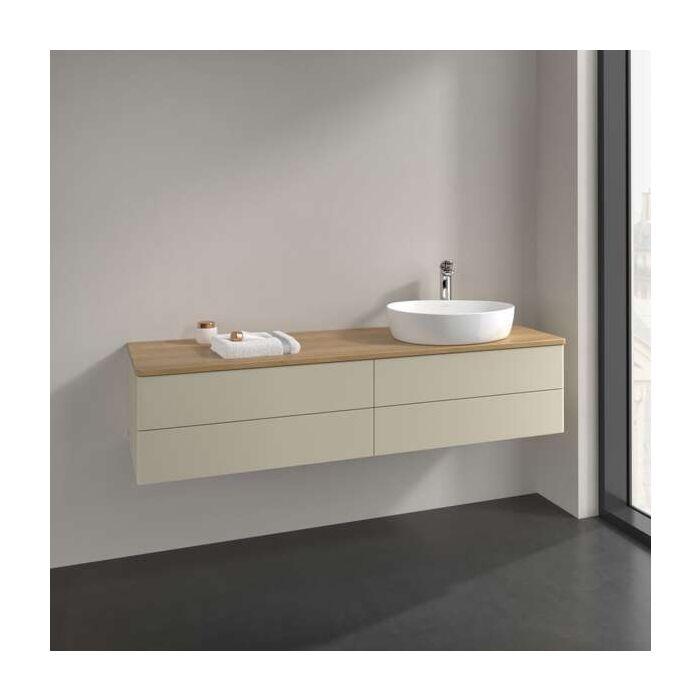 Villeroy Und Boch Antao Waschtisch-Unterschrank L27011HJ Mit Beleuchtung, 4 AuszüGe, 1600 X 360 X 500 Mm, Front Ohne Struktur, Silk Grey Matt Lacquer / Honey Oak