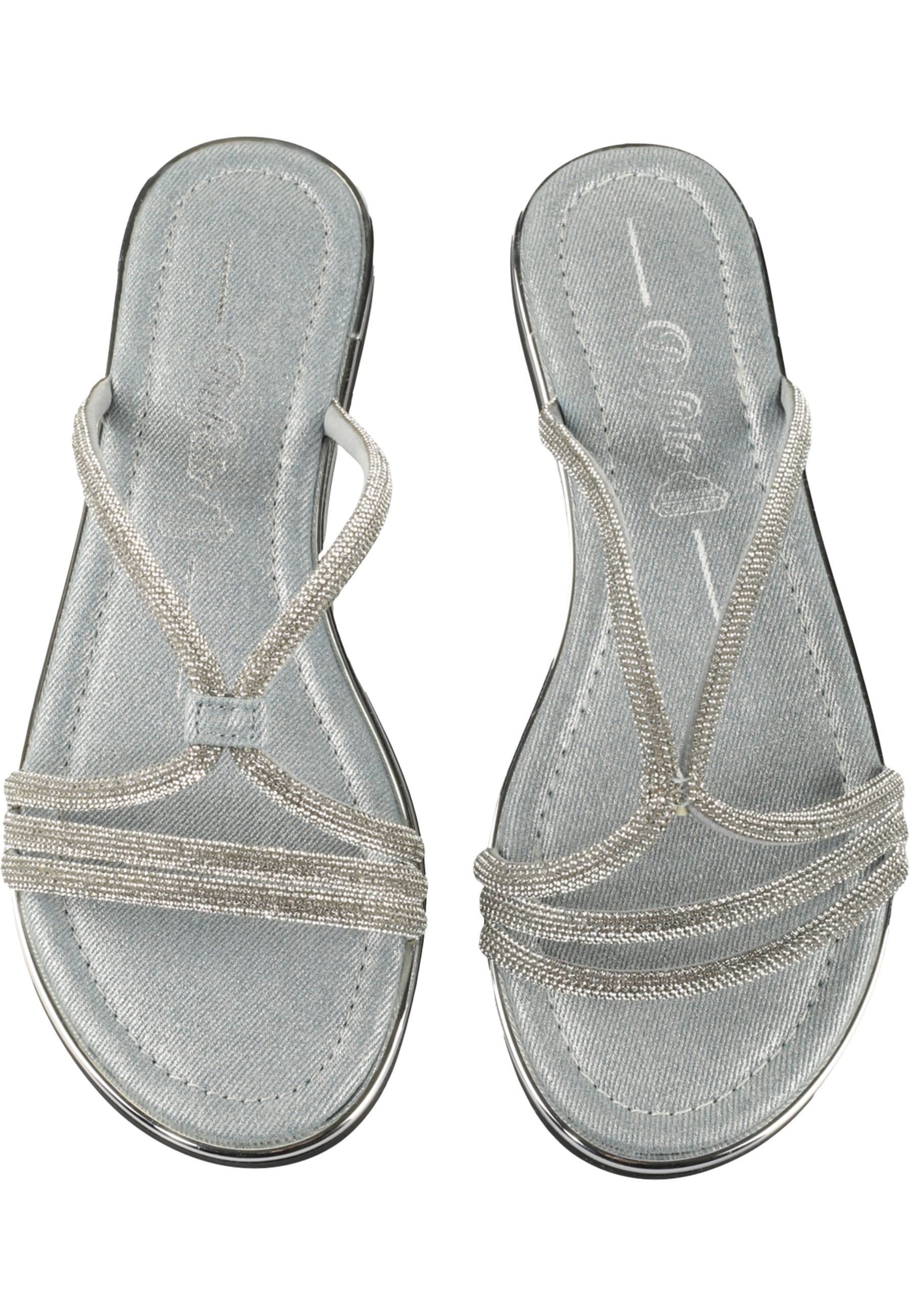 Sandale Buffalo "Buffalo Kira MSS Glam", Damen, Gr. 37, Silber (Blau, Silber), Polyurethan, Unifarben, Schuhe Sandale