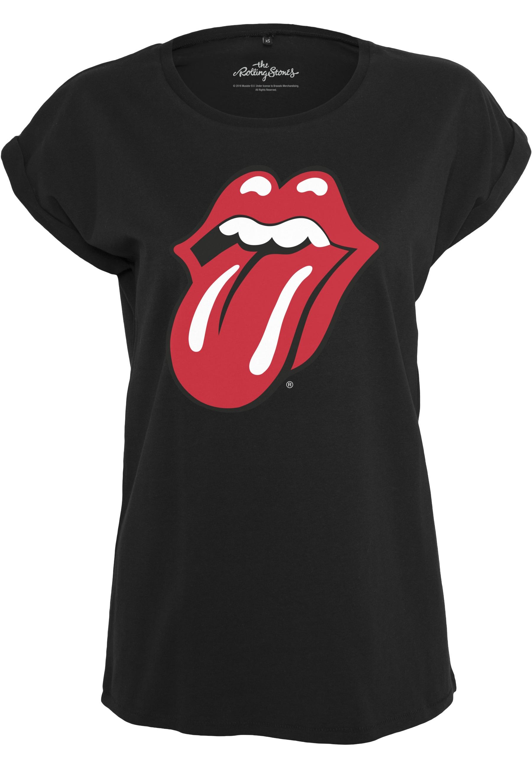 Kurzarmshirt Merchcode "Merchcode Damen Ladies Rolling Stones Tongue Tee", Damen, Gr. S, Schwarz, 100% Baumwolle, Unifarben, Normal, Rundhals, Shirts