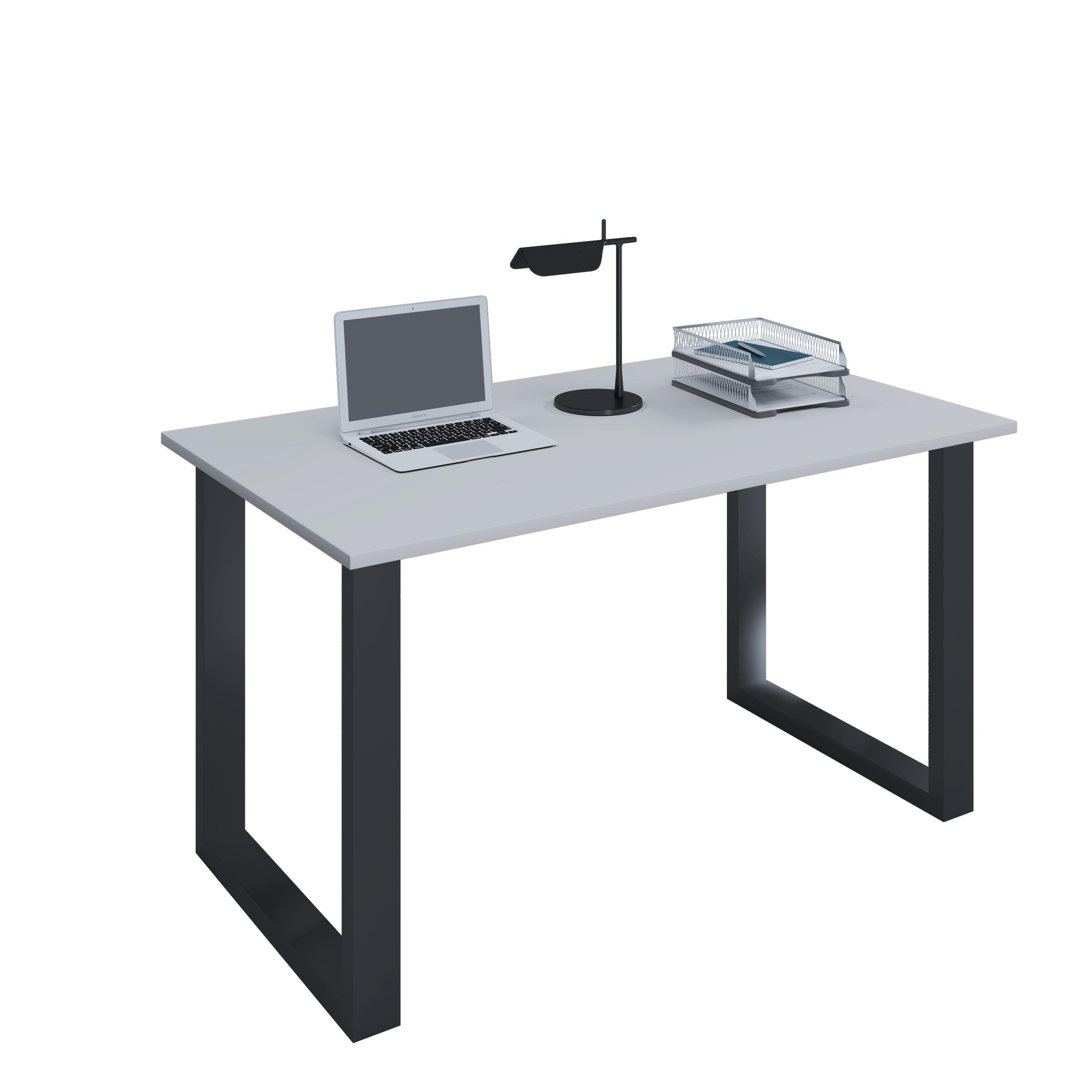 Schreibtisch VCM "Schreibtisch Bürotisch Computertisch 140x80 Lona U", grau (schwarz, grau), B:140cm T:80cm, Tische, Schreibtisch
