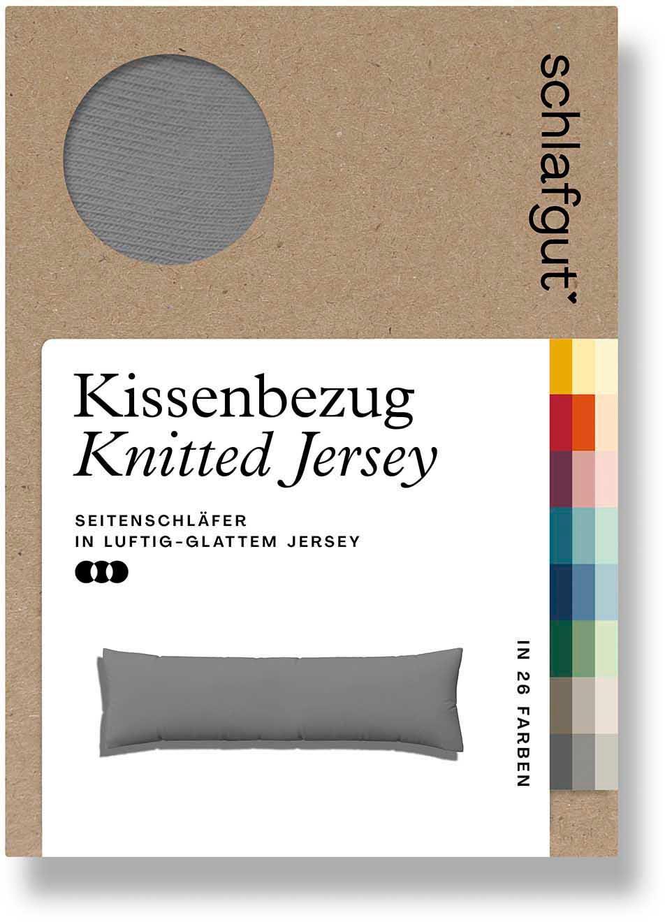 Seitenschläferkissenbezug SCHLAFGUT "Pure Seitenschläferkissen", grau (grau mid), B:40cm L:140cm, Bio-Baumwolle, Obermaterial: 95% Baumwolle, 5% Elasthan, Kissenbezüge, Seitenschläferkissenbezug, aus Bio-Baumwolle