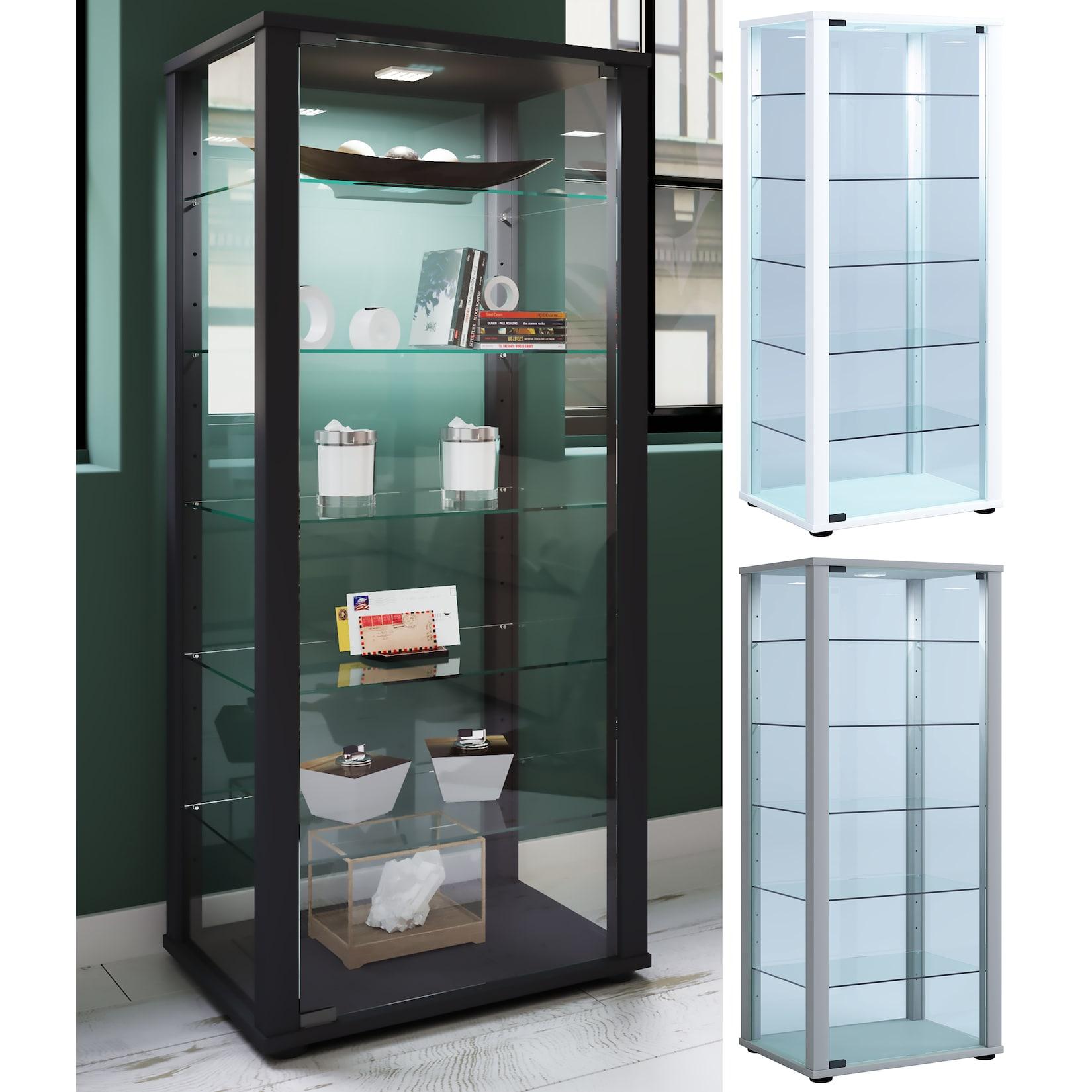 Vcm Glasvitrine Stehend Vitrine Glas Mit Esg-Sicherheitsglas MaßE Ca. H. 115 X B. 50 X T. 38 Cm Standvitrine Glas Modern Und Platzsparend Glas Vitrinenschrank – Kavisa L
