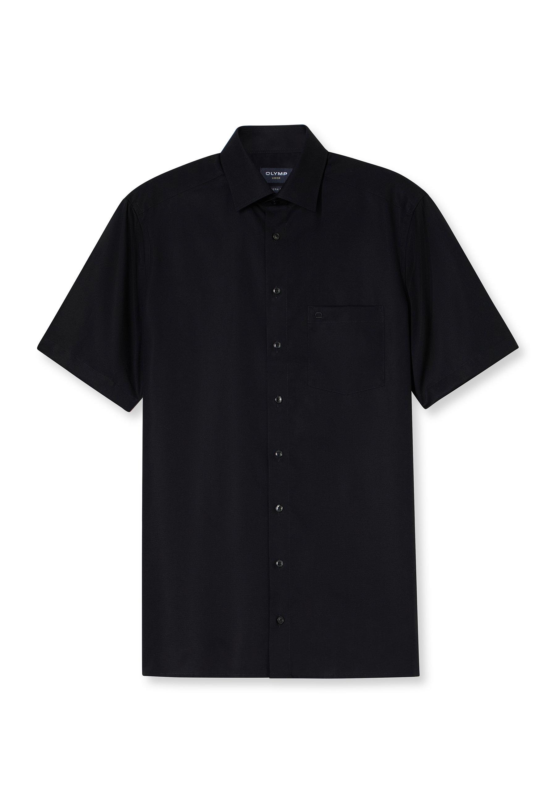 Businesshemd Olymp "Olymp Luxor, Modern Fit, New Kent", Herren, Gr. 39, Normaler Arm, Schwarz, 100% Baumwolle, Hemden