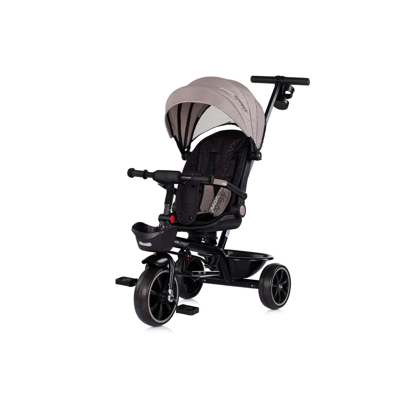 Chipolino Tricycle Max Sport 2 in 1, Dreirad, Becherhalter, Sitz umkehrbar, Korb braun schwarz