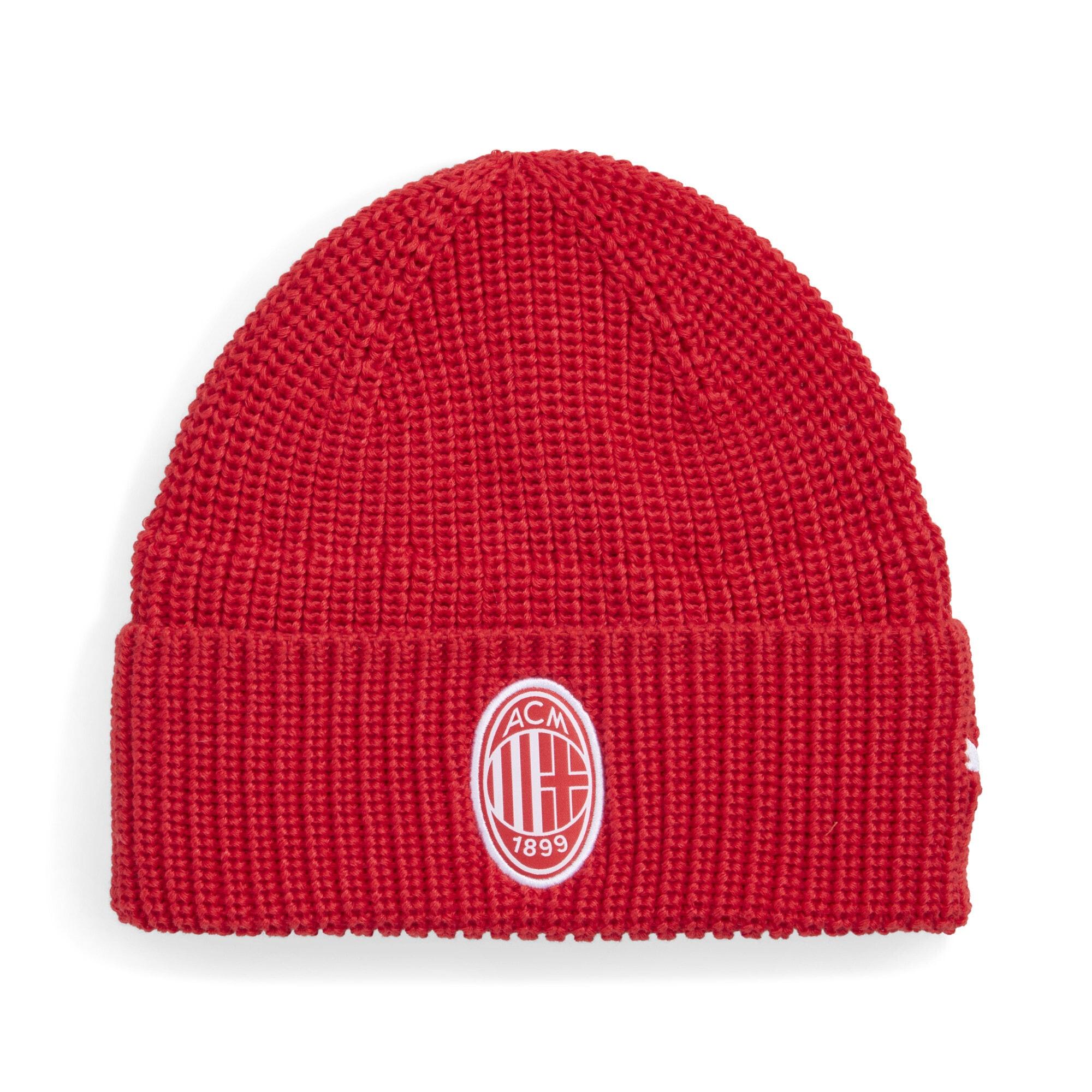 Beanie Puma "Ac Milan Essentials Beanie Erwachsene", Herren, Gr. Onesize, Rot (For All Time Rot Weiß), Obermaterial: 100% Polyester. Unteres Futter: 100% Polyester, MüTzen Beanie