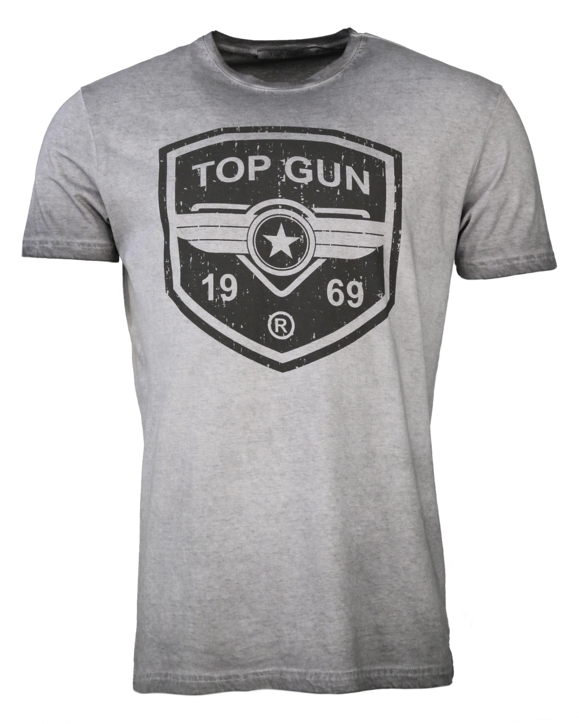 T-Shirt Top Gun "Powerful TG20191043", Herren, Gr. 50M, Grau, Obermaterial: 100% Baumwolle, Shirts T-Shirt