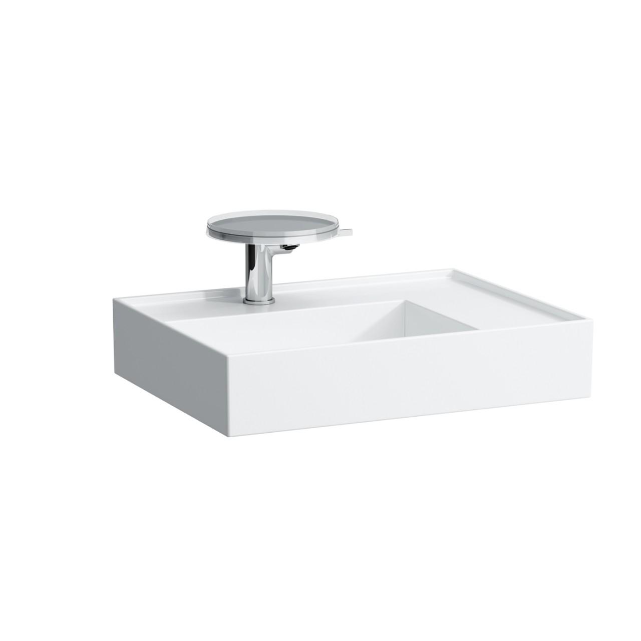 Laufen Aufsatz-Waschtisch Kartell 460X600X150, 1 Hl., Ohne ÜB. , Geschliffen Abl. Rechts, Schwarz Gl H8183340201111