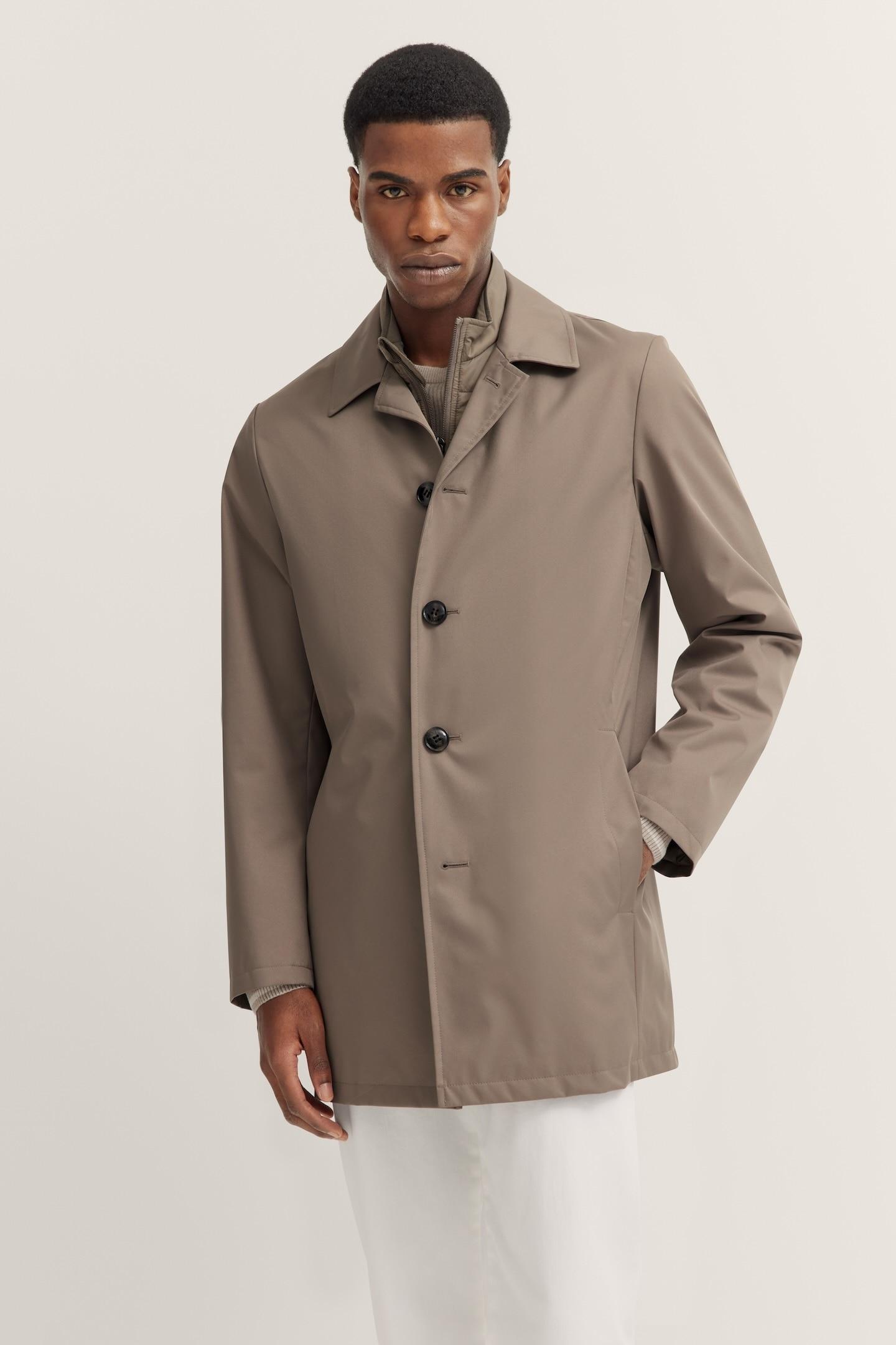 Kurzmantel Bugatti, Herren, Gr. 58, Beige (40, Beige), 100% Polyester, Unifarben, Normal, Lange Manschette, MäNtel Kurzmantel, Wasserabweisend