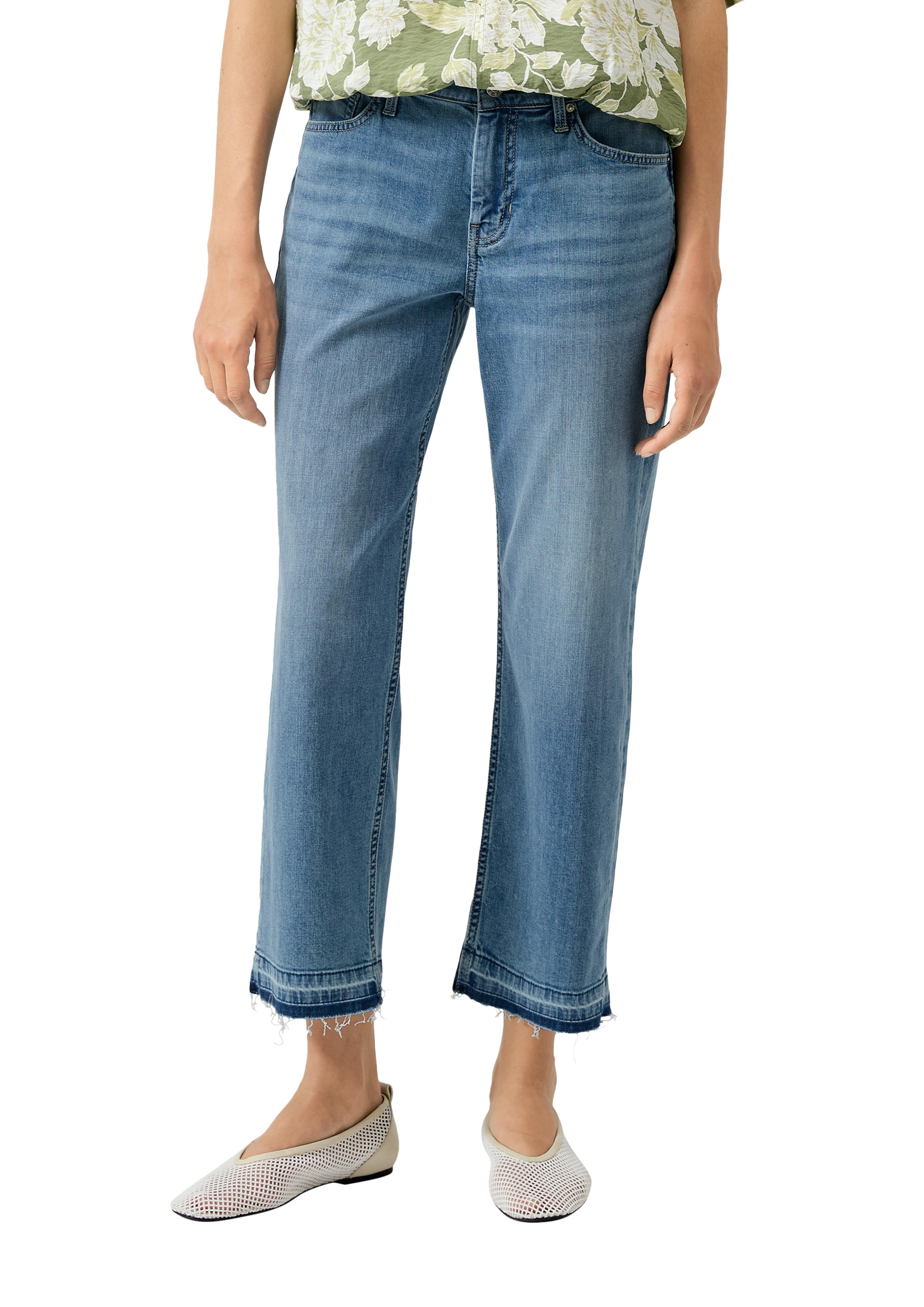 5-Pocket-Jeans S.Oliver, Damen, Gr. 42, N-Gr, Mid Blau Used, Denim/Jeans, Obermaterial: 99% Baumwolle, 1% Elasthan, Unifarben, Normal 7/8-LäNge, Jeans 5-Pocket-Jeans, 7/8 LäNge Mit Stretch
