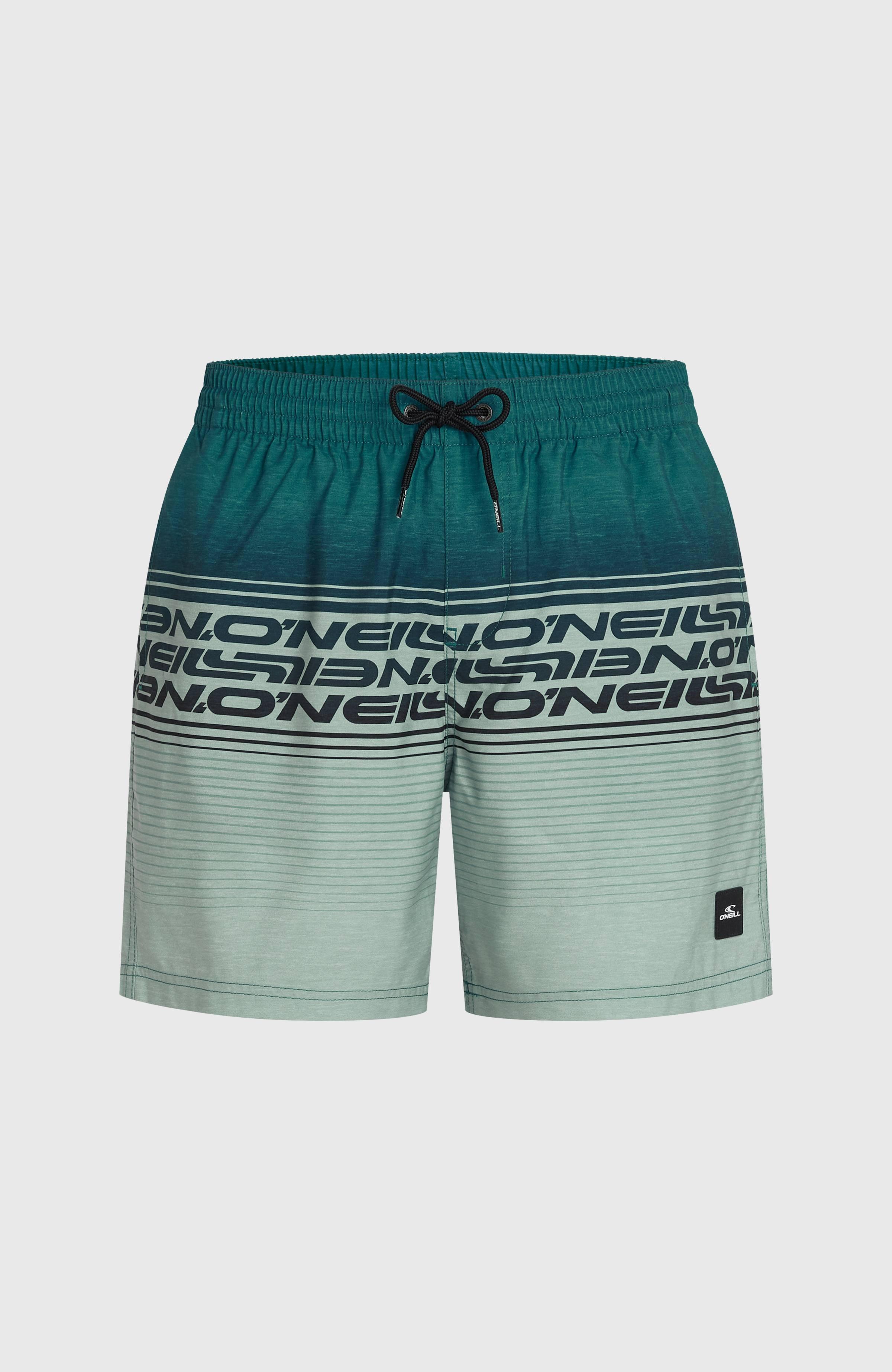 Badeshorts O'NEILL "O'NEILL LOGO STRIPE 16'' SWIMSHORTS", Herren, Gr. L (52), N-Gr, grün heritage, Obermaterial: 100% Polyester, Badehosen Badeshorts, mit Seiten- und Gesäßtaschen, mit Innenhose aus Mesh