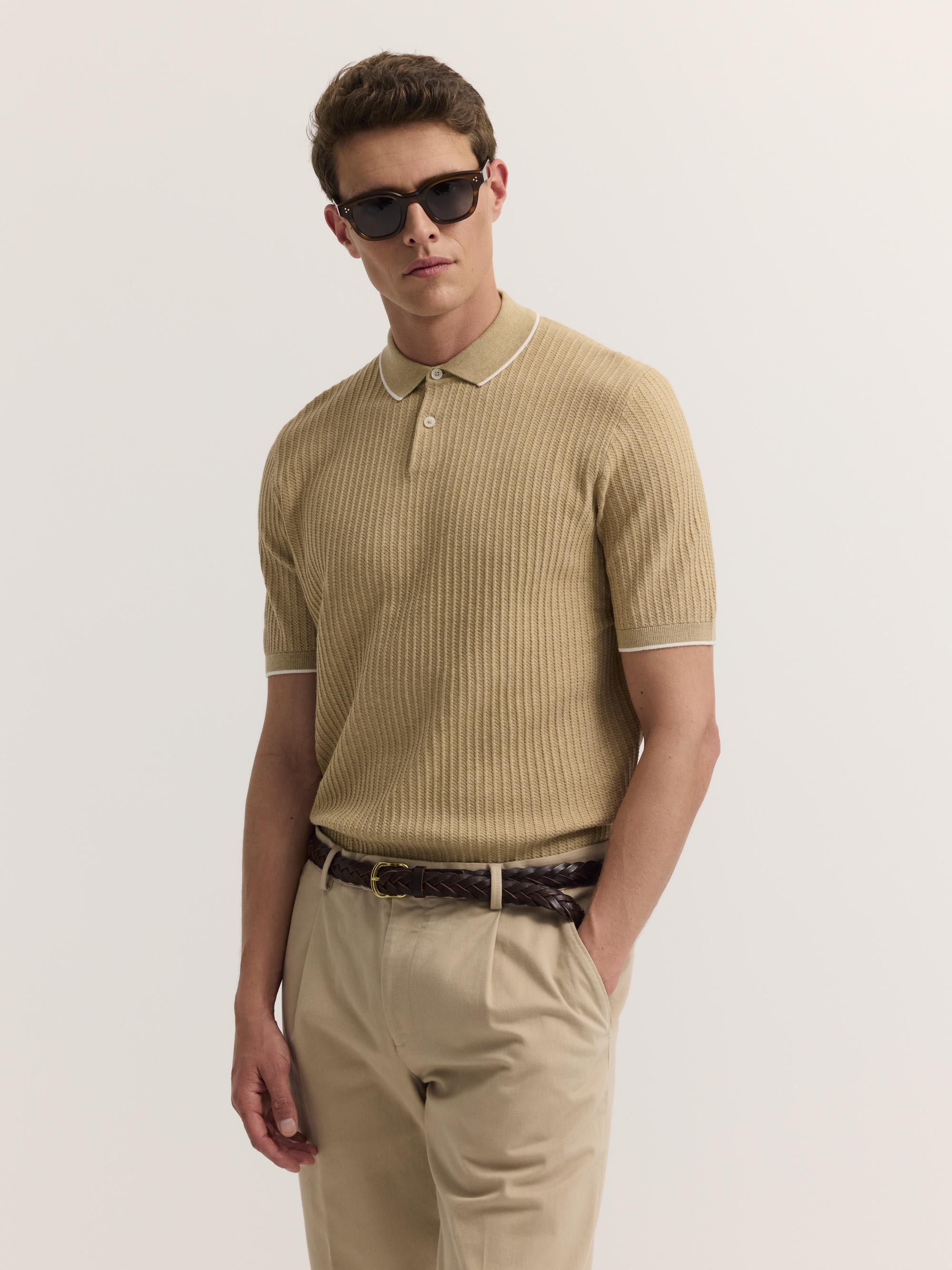 Poloshirt Bugatti "Kurzarm", Herren, Gr. Xl, 40, Beige, 50% Baumwolle, 50% Polyester, Unifarben, Regular Fit, Ohne Ausschnitt, Shirts, Gestrickt In Regular Fit