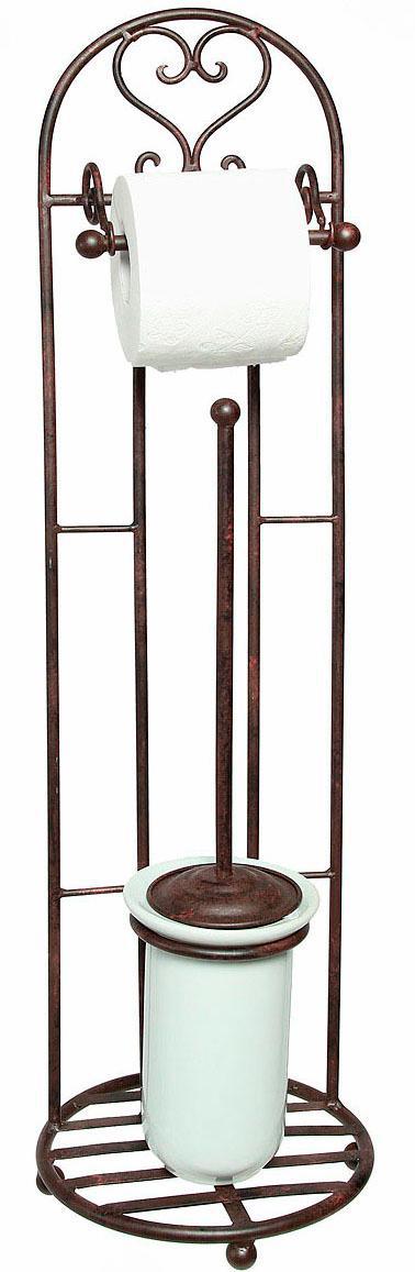 Toilettenpapierhalter AMBIENTE HAUS "Antik", braun, B:21cm H:81cm, Eisen, Keramik, Toilettenpapierhalter, Toilettenpapierhalter, antikbraun