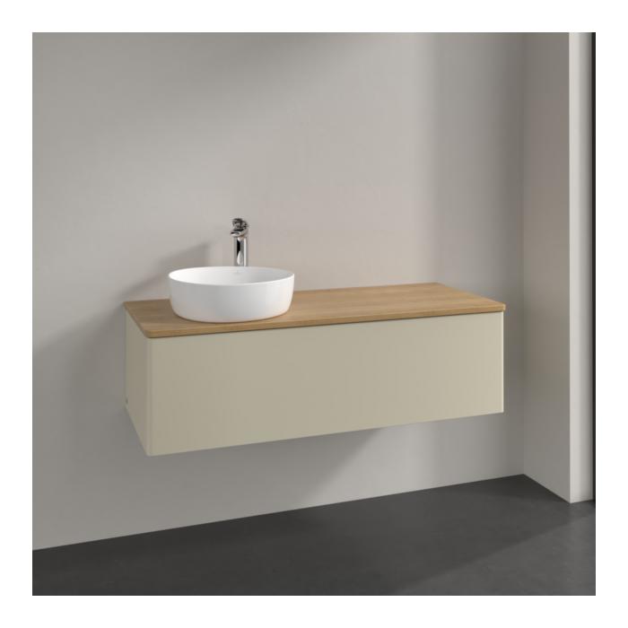 Villeroy Und Boch Antao Waschtisch-Unterschrank L33051HJ Mit Beleuchtung, 120X36X50Cm, Hahnloch, Waschbeckenplattenfarbe Honey Oak, Silk Grey Matt Lacquer