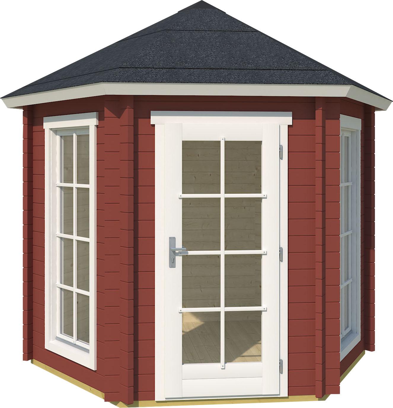 Pavillon LASITA MAJA "Inverness", rot (schwedenrot, naturbelassen), B/H/T: 320cm x 2.895cm x 277,1cm, Pavillons, Pavillon, BxT: 320x277,1 cm, Fichtenholz