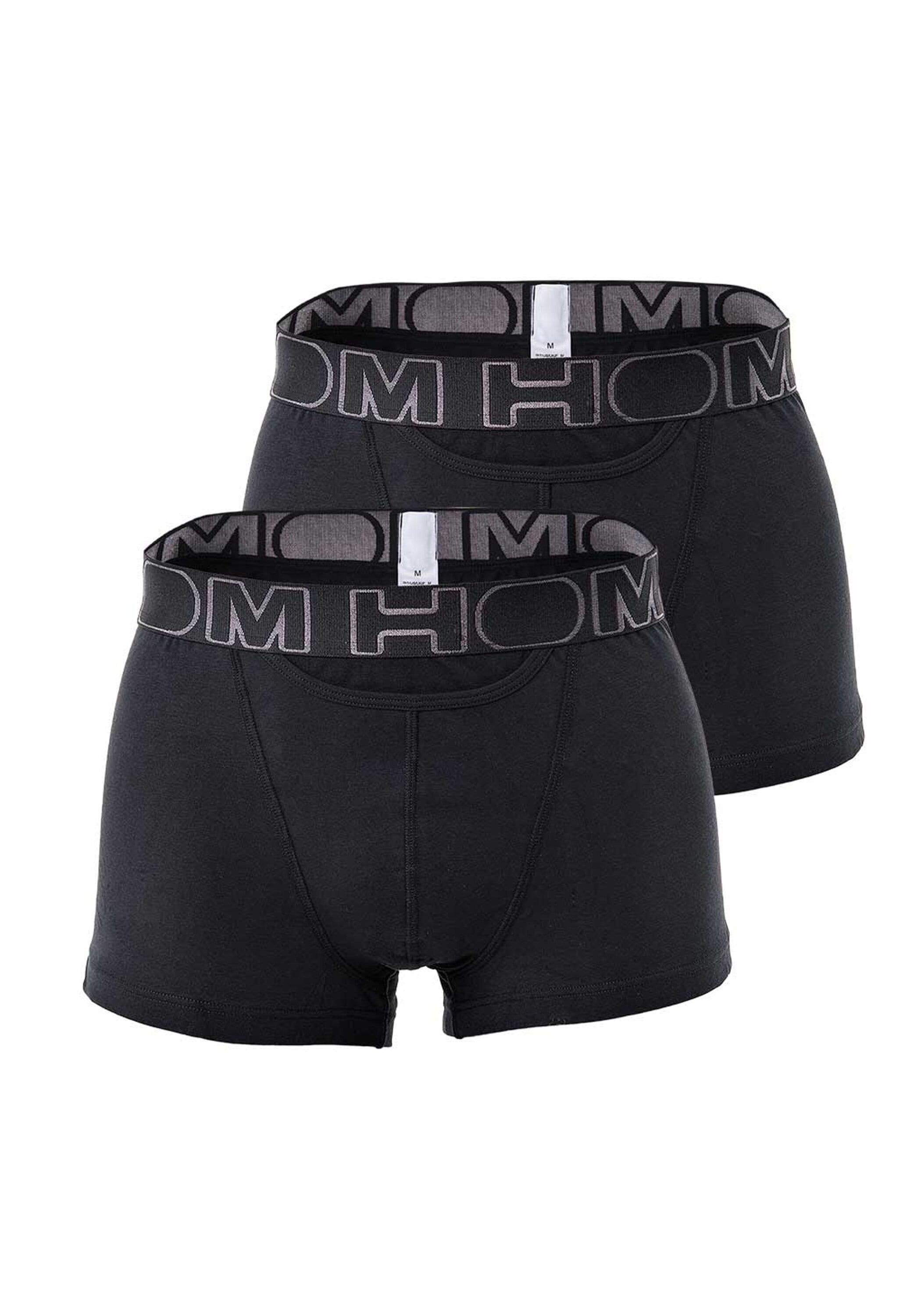 Boxershorts Hom "Boxershort Hom Boxerlines 2 2Er Pack", Herren, Gr. L, Schwarz, Obermaterial: 95% Baumwolle Co. 5% Elasthan El., Unterhosen