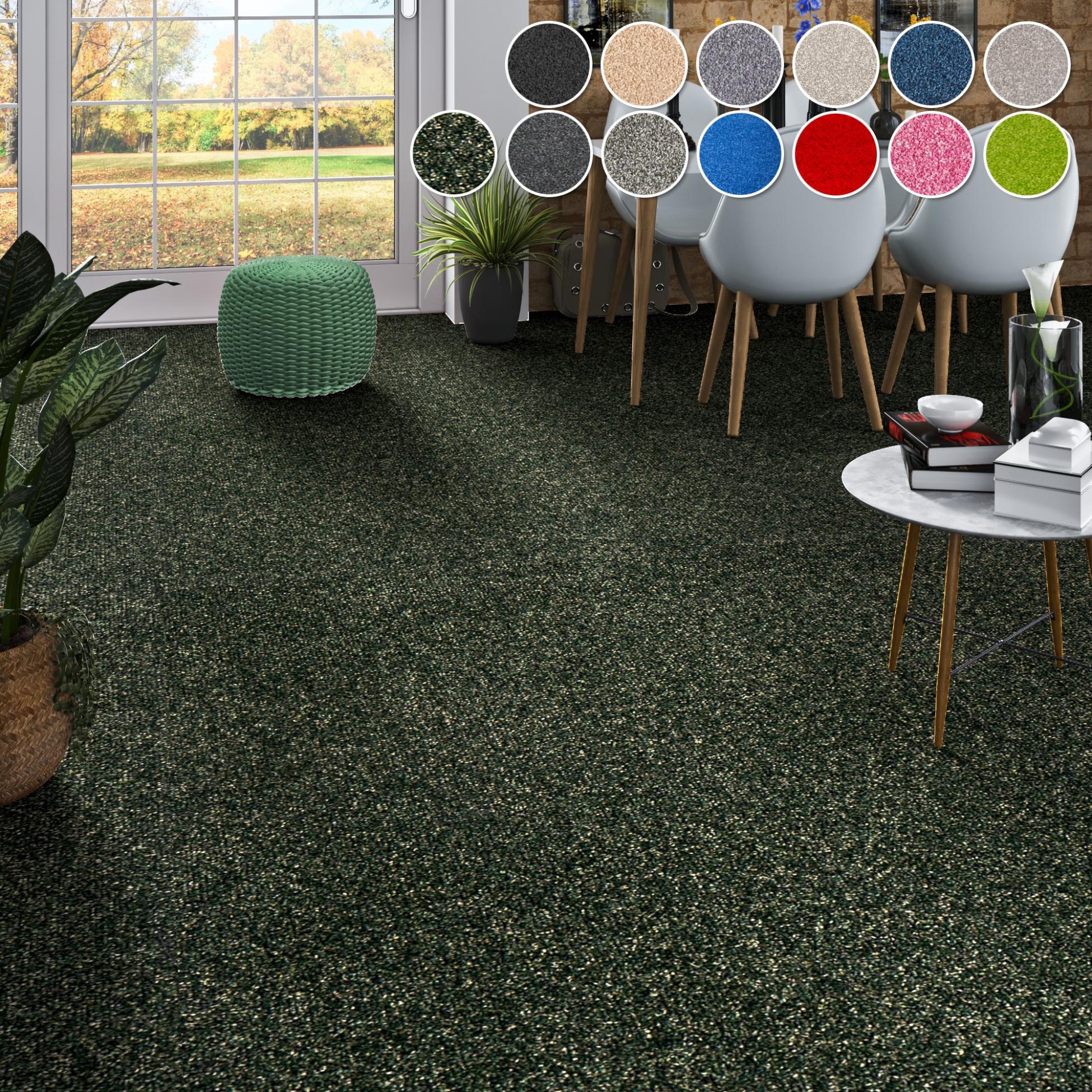 Teppichboden OTTO HOME "Zephyra, Schlinge, Gesamthöhe 8 mm, Made in Netherlands", grün (grün meliert), B:400cm L:425cm, Kunstfaser, Teppiche, Teppichboden, Uni Farben, Breite 400 cm, strapazierfähig, Wohnzimmer, Schlafzimmer