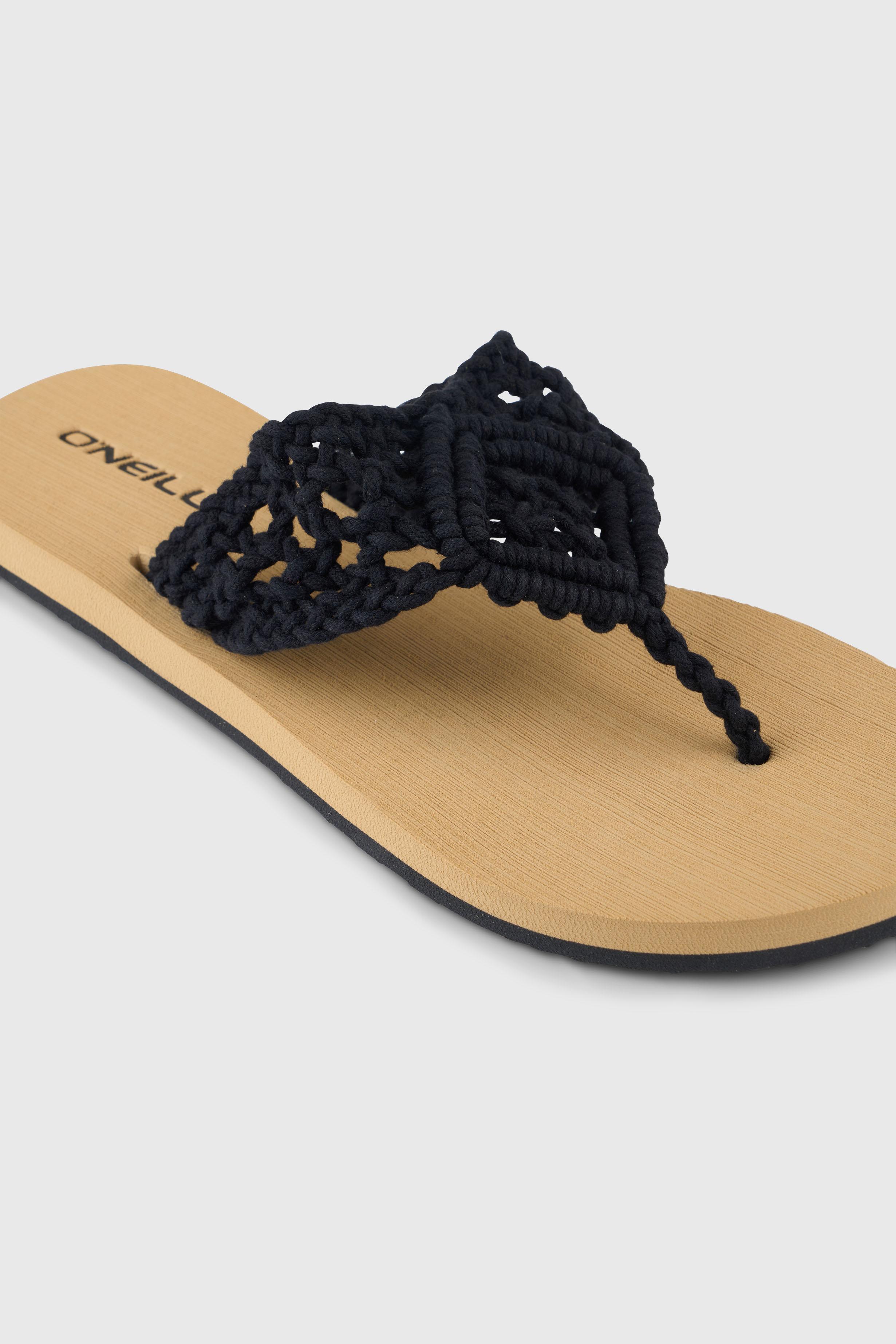 Zehentrenner O'neill "Ditsy Crochet Sandals", Damen, Gr. 38, Schwarz Out, Synthetik, Schuhe Zehentrenner, Sommerschuh, Sandale, Schlappen, Mit Gummilaufsohle