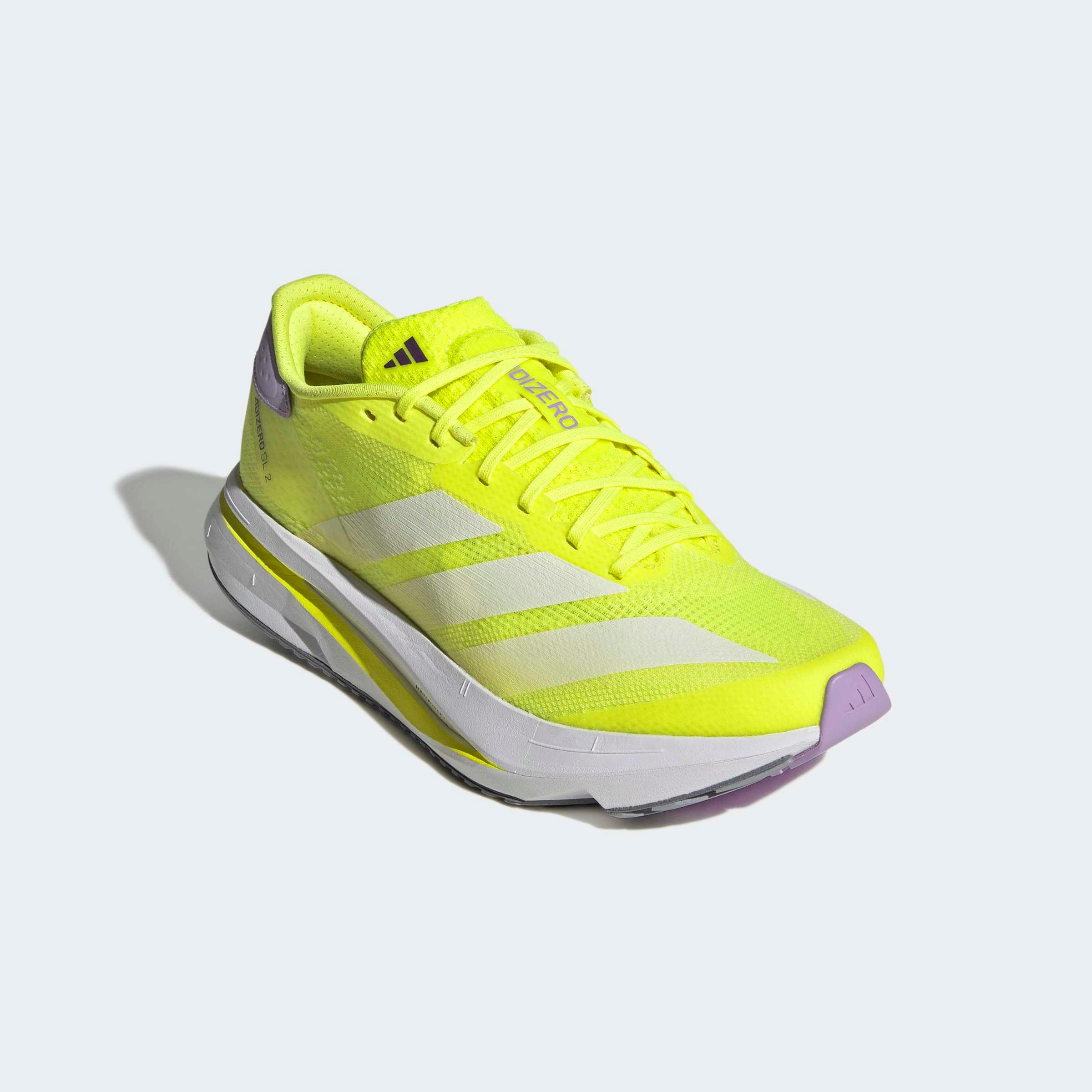 Laufschuh Adidas Performance "Adizero SL2", Damen, Gr. 40, Solar Gelb, Ftwr Weiß, Powder Plum, Textil, Schuhe Laufschuh, Mit Lightstrike-Sohle