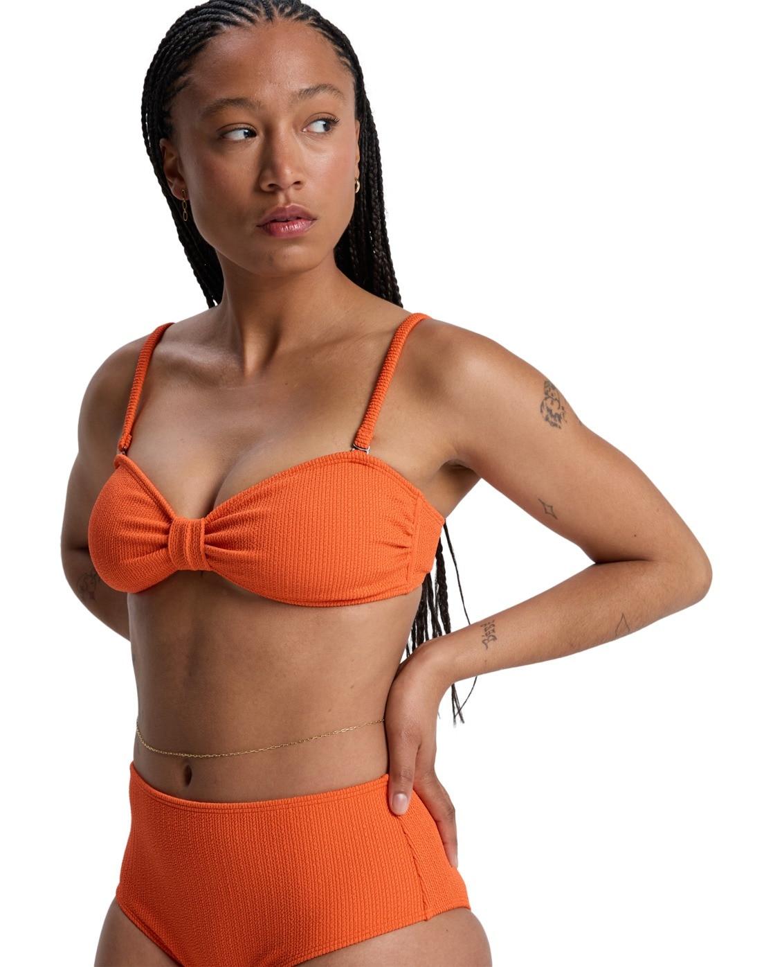 Bade-Shirt QUIKSILVER "Nadora", Damen, Gr. S, Cup B, orange (tigerlily), Obermaterial:[Hauptmaterial] 89% Microfaser, 11% Elasthan;, Bikini-Oberteile Bade-Shirt
