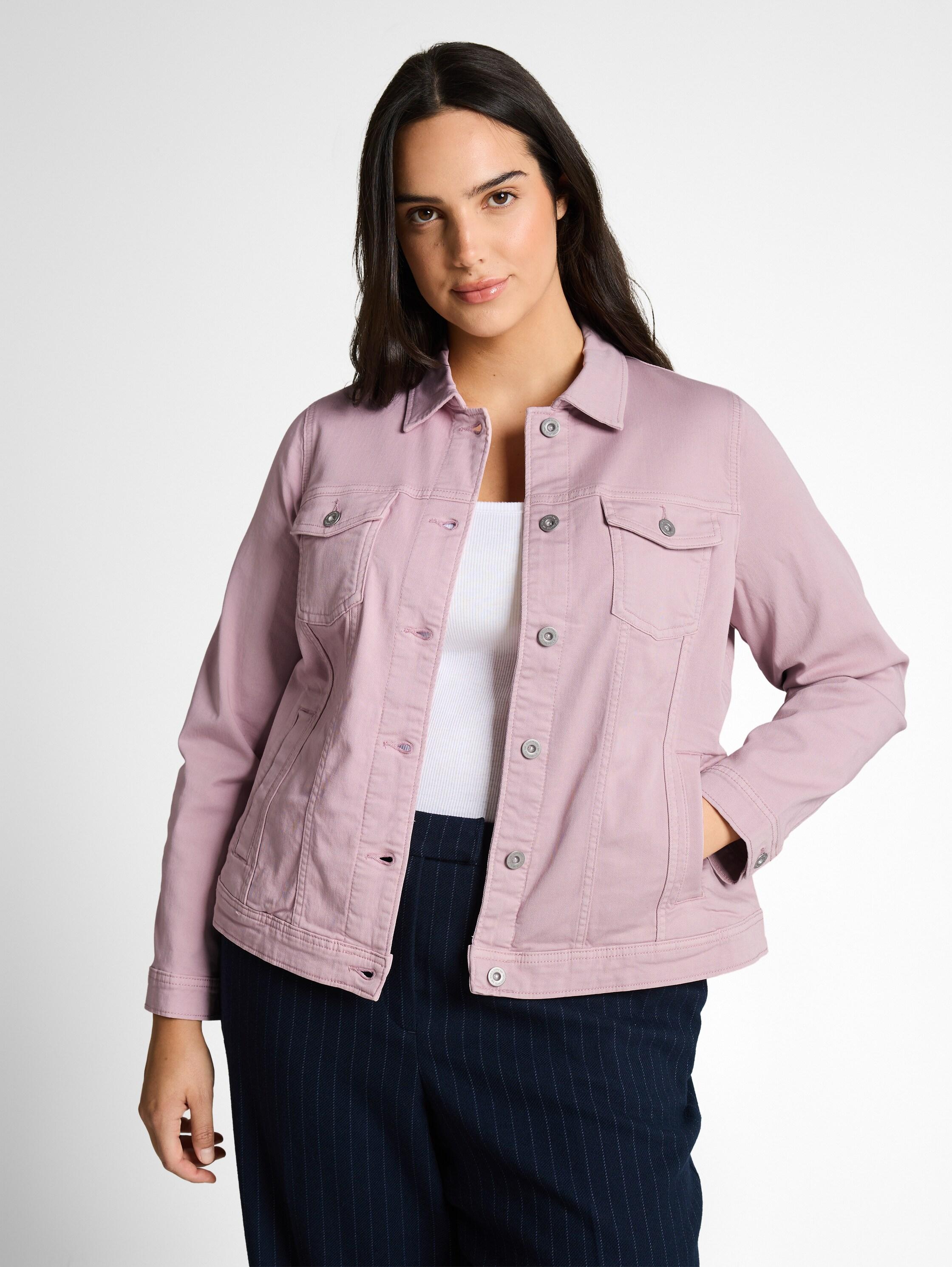 Jeansjacke Tom Tailor Plus, Damen, Gr. 44, Light Elderberry, Denim/Jeans, Obermaterial: 98% Baumwolle, 2% Elasthan. Futter: 100% Baumwolle, Unifarben, Normal HüFtbedeckend, Rundhals, 1-Knopf-Manschette, Jacken Jeansjacke, Mit Knopfleiste - GroßE GrößEn