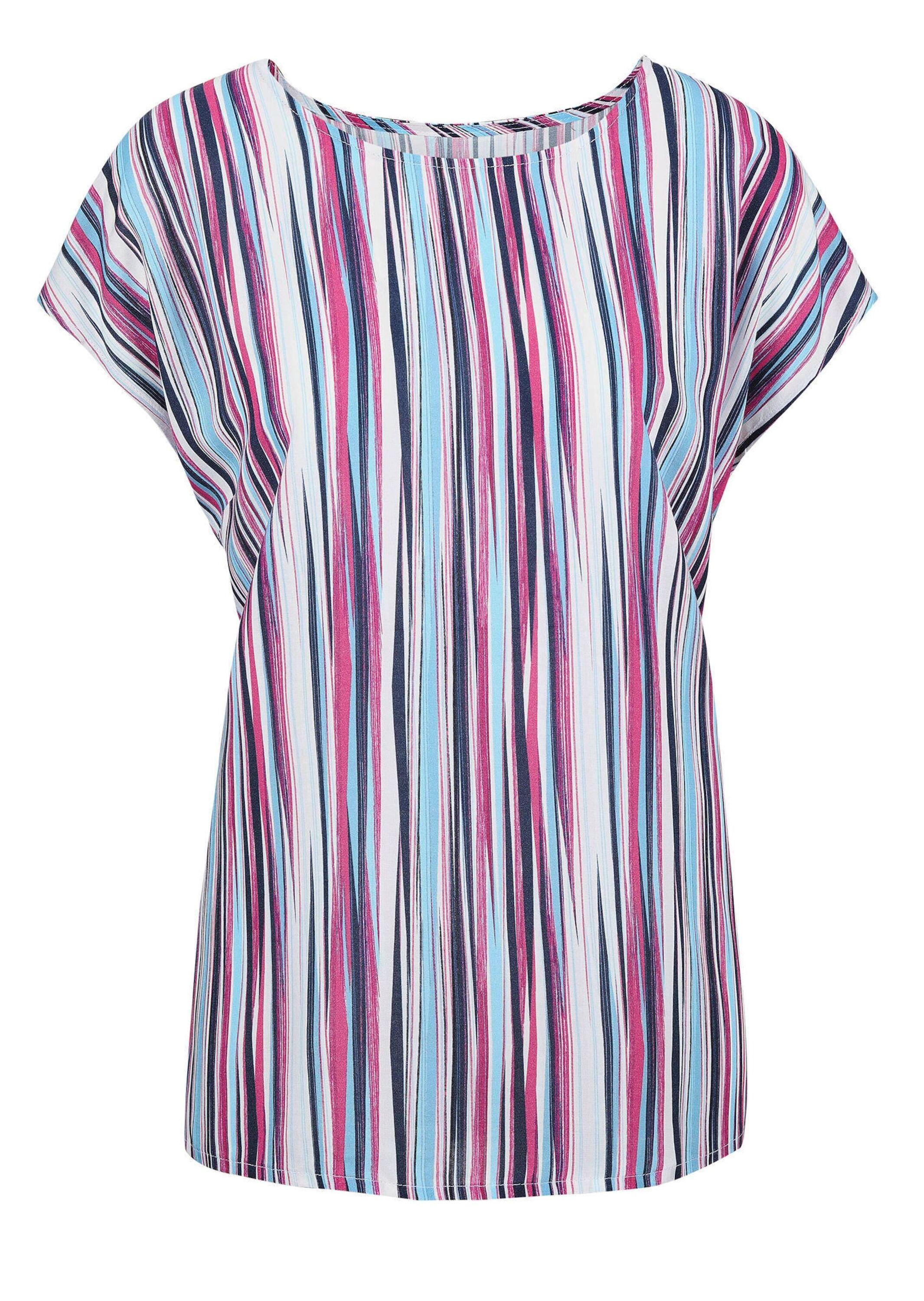 Druckbluse GOLDNER "Kurzgröße Streifenbluse mit Halbarm, überschnittene Schulter", Damen, Gr. 20, pink (pink, gestreift), Obermaterial: 100% Viskose CV., normal, Sonstiges, Blusen Druckbluse, Ohne