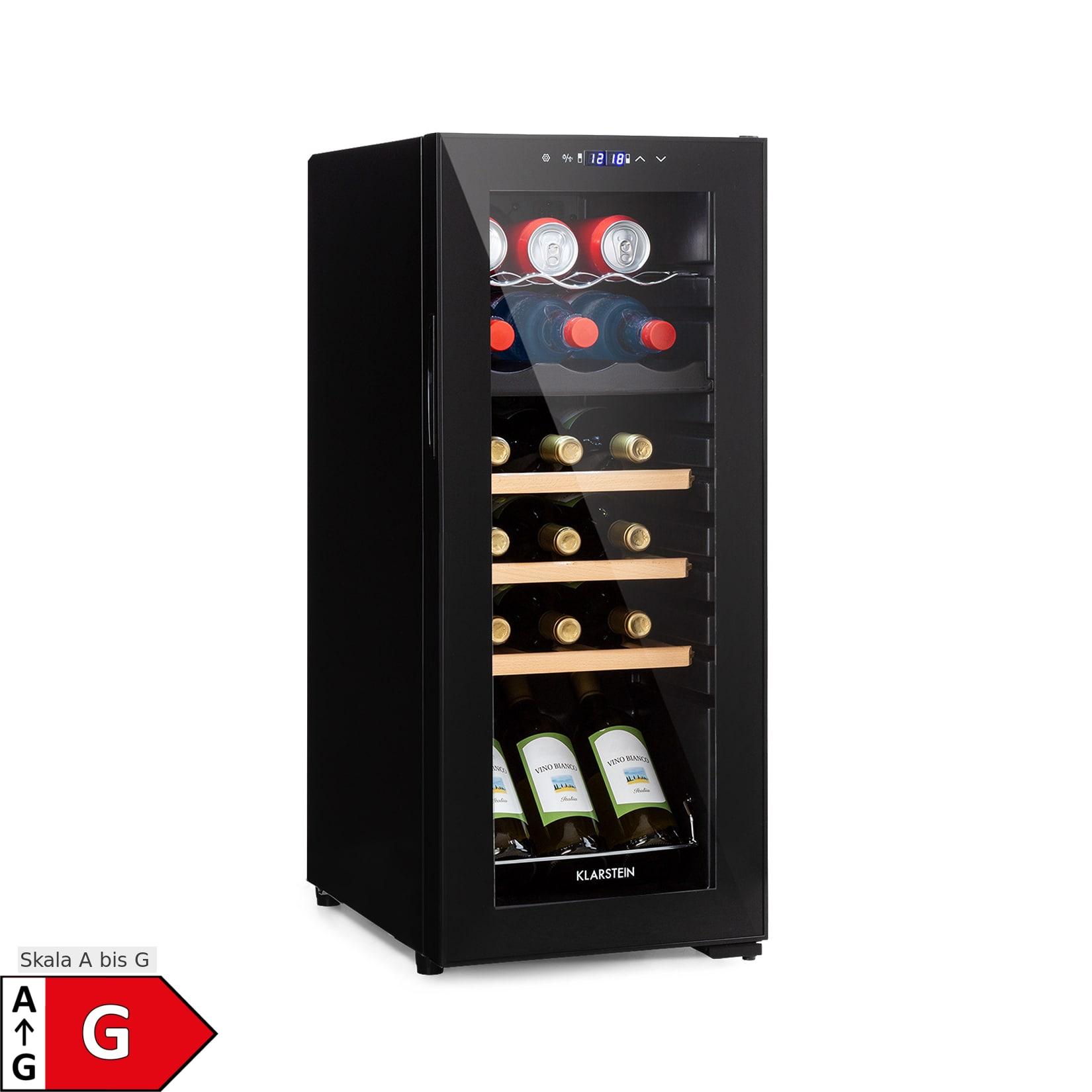 Klarstein Bovella 18 Duo+ Zweizonen-Weinkühlschrank 50l 18 Fl. Glastür