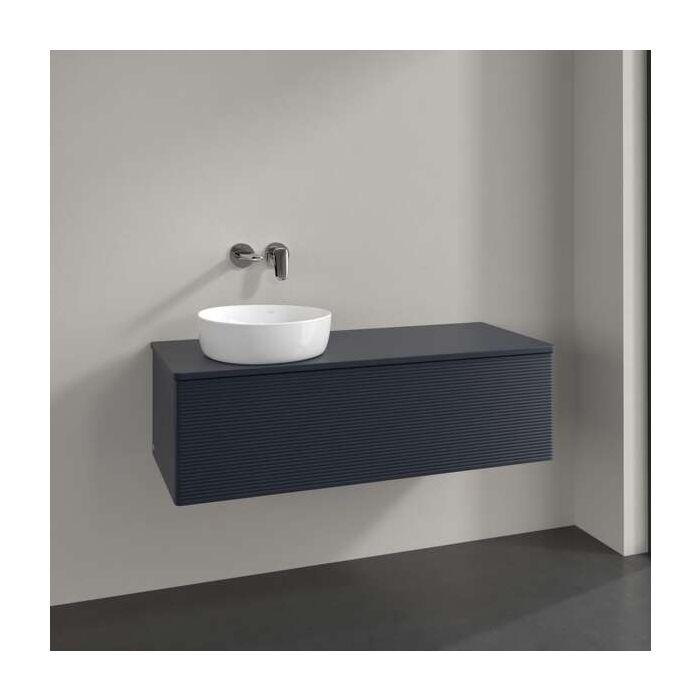Villeroy Und Boch Antao Waschtisch-Unterschrank K33150HG 120X36X50Cm, Hahnloch, Waschbeckenplattenfarbe Lack, Midnight Blue Matt Lacquer