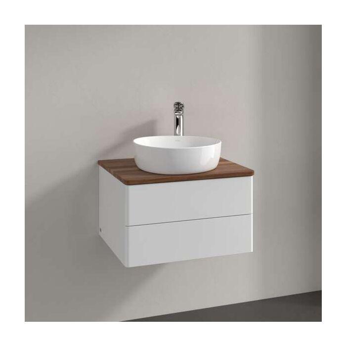 Villeroy Und Boch Antao Waschtisch-Unterschrank K18012GF 60X36X50Cm, Waschbeckenplattenfarbe Warm Walnut, Glossy White Lacquer